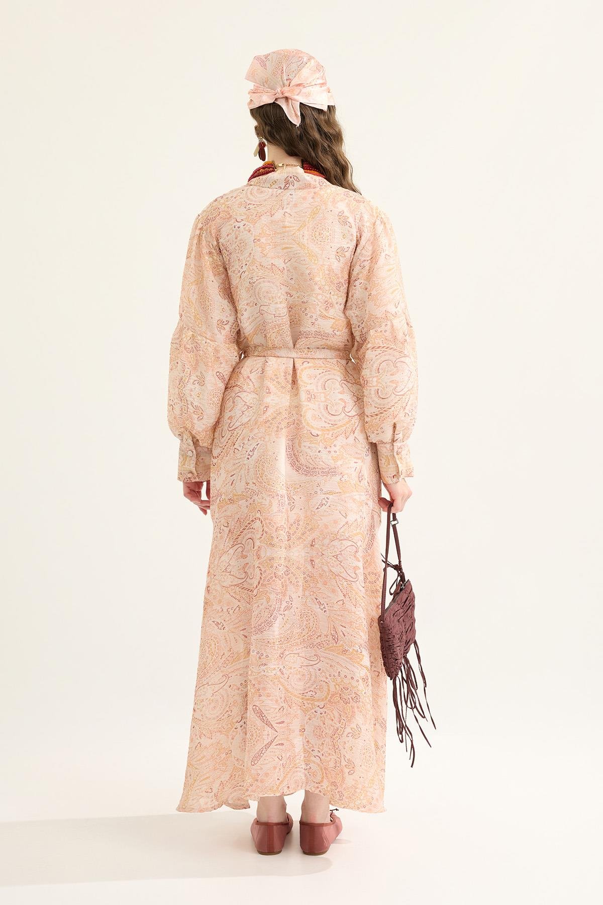 Seraphine Britt Düğmeli Vual Desenli Elbise