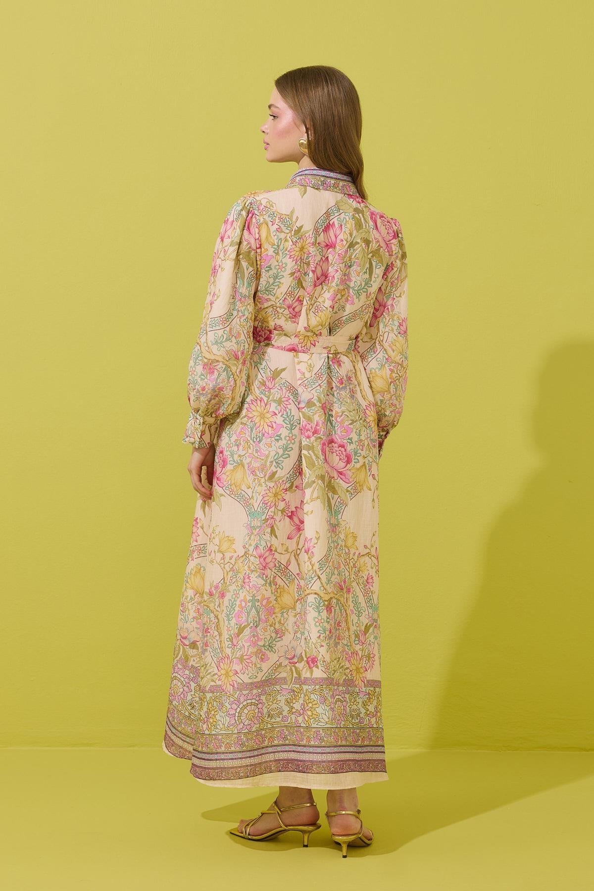 Serenity Vual Baskılı Nervürlü Pamuk Elbise 