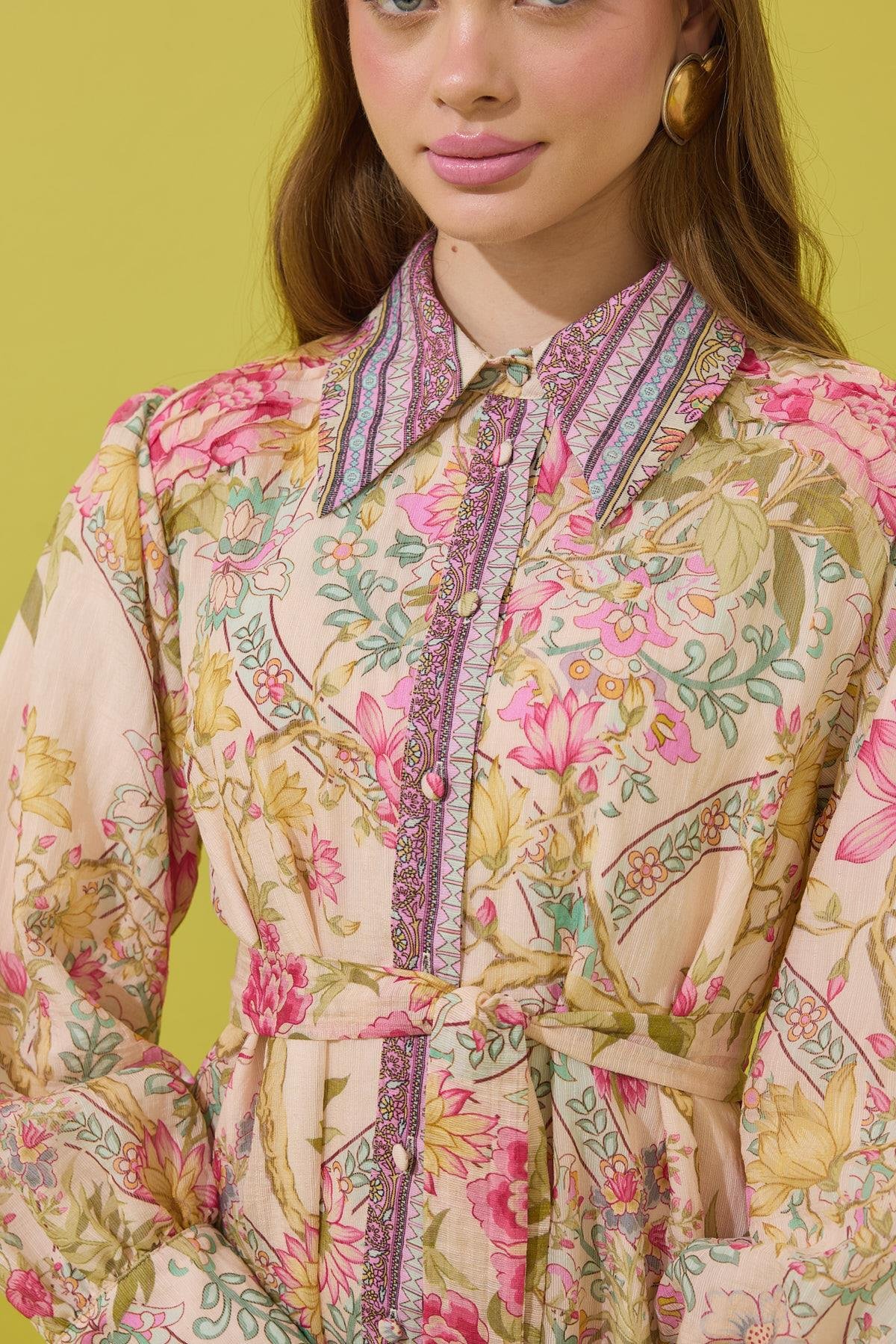 Serenity Vual Baskılı Nervürlü Pamuk Elbise 