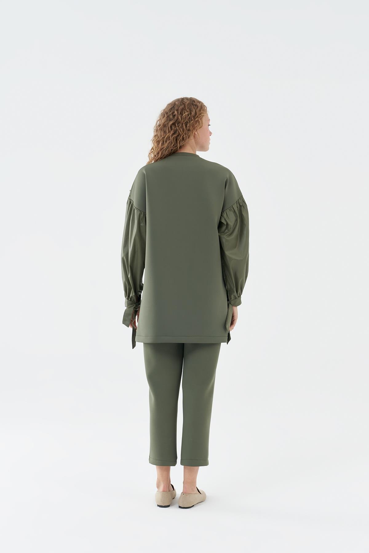 Shine Taşlı Scuba Tunik - Haki