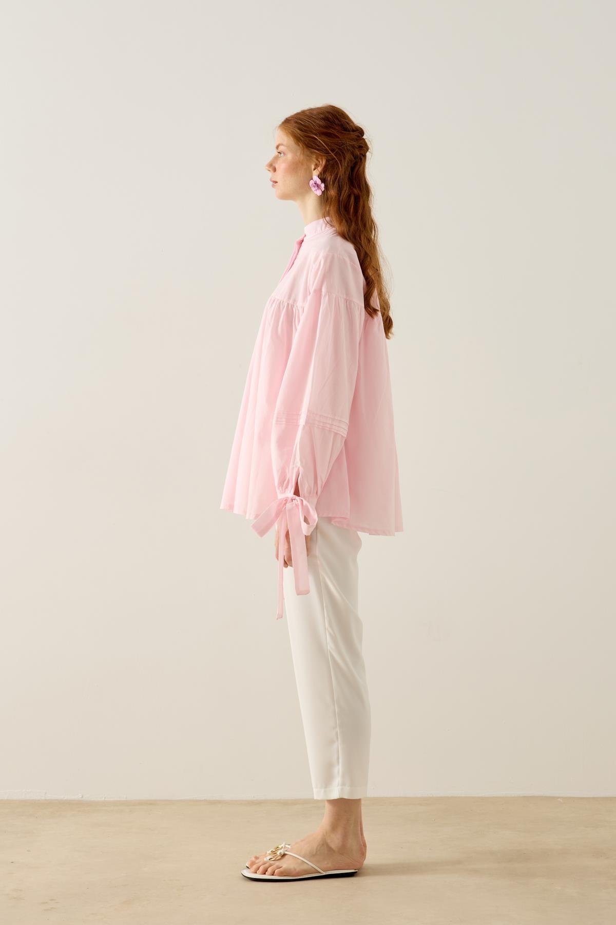 Sienna Allerli Robalı Vual Gömlek - Pembe