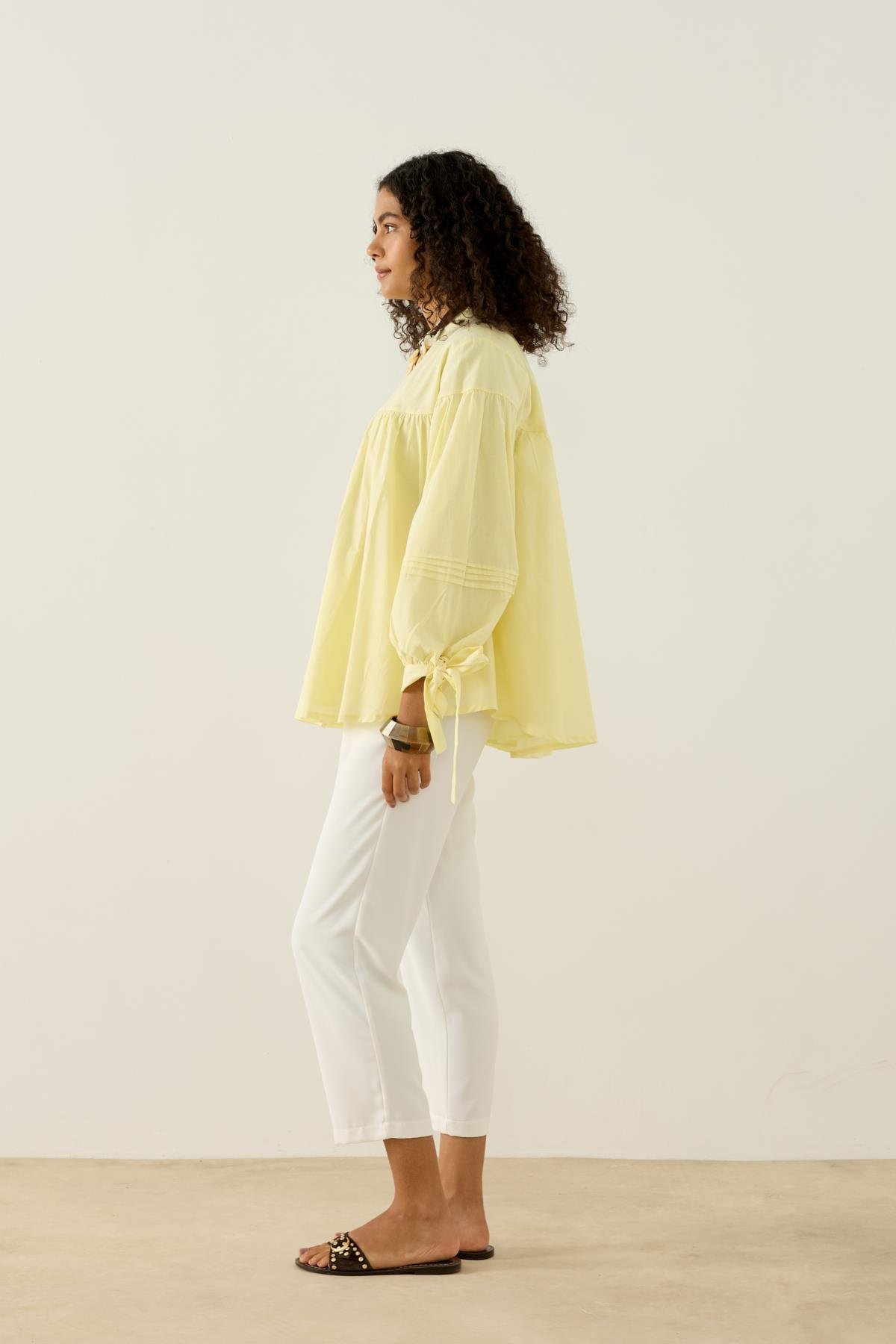 Sienna Allerli Robalı Vual Gömlek - Sarı