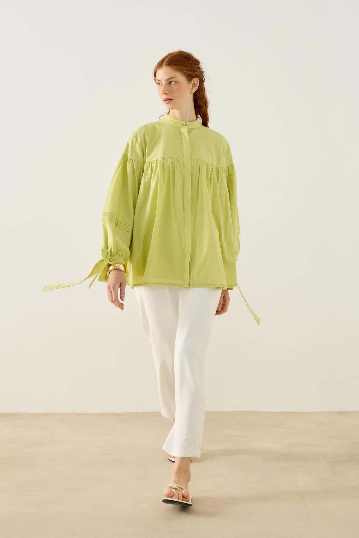 Sienna Allerli Robalı Vual Gömlek - Yeşil