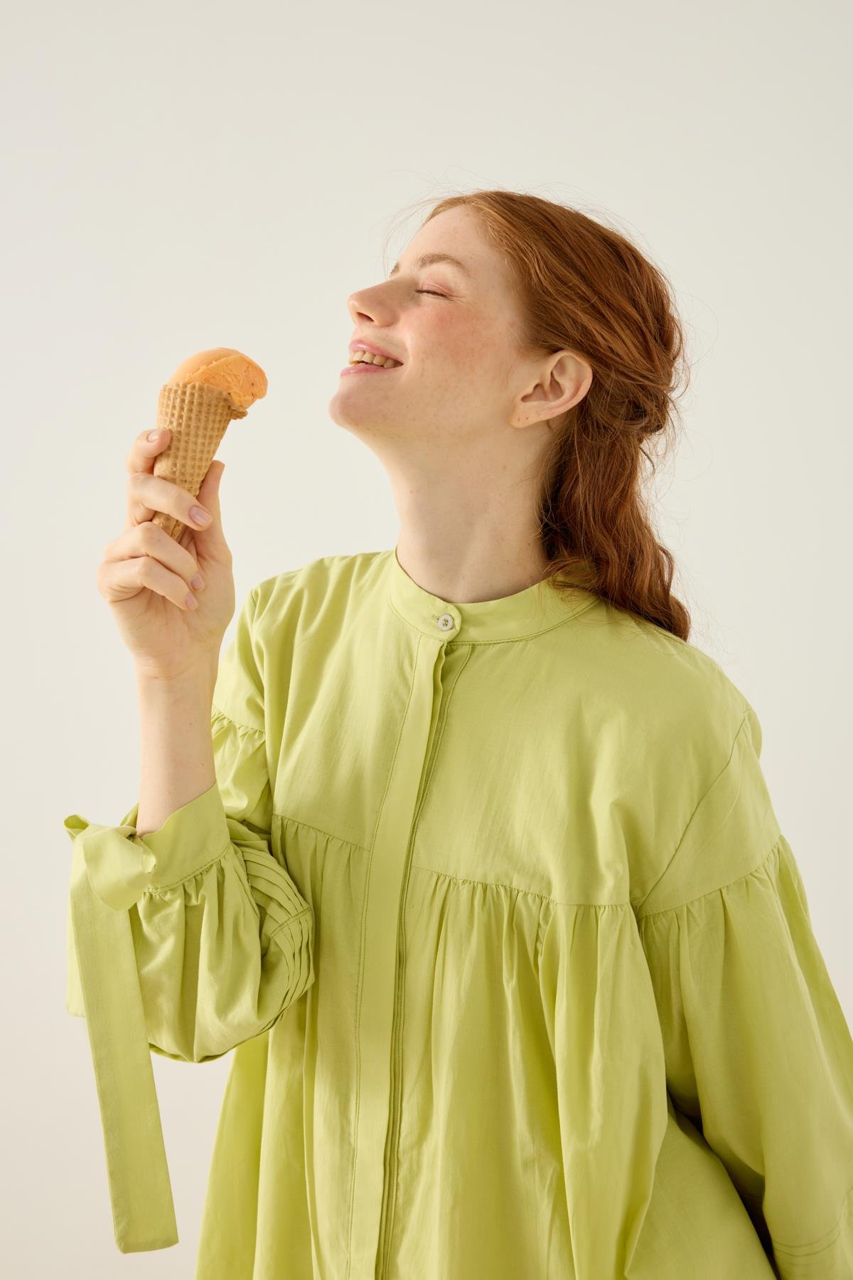 Sienna Allerli Robalı Vual Gömlek - Yeşil