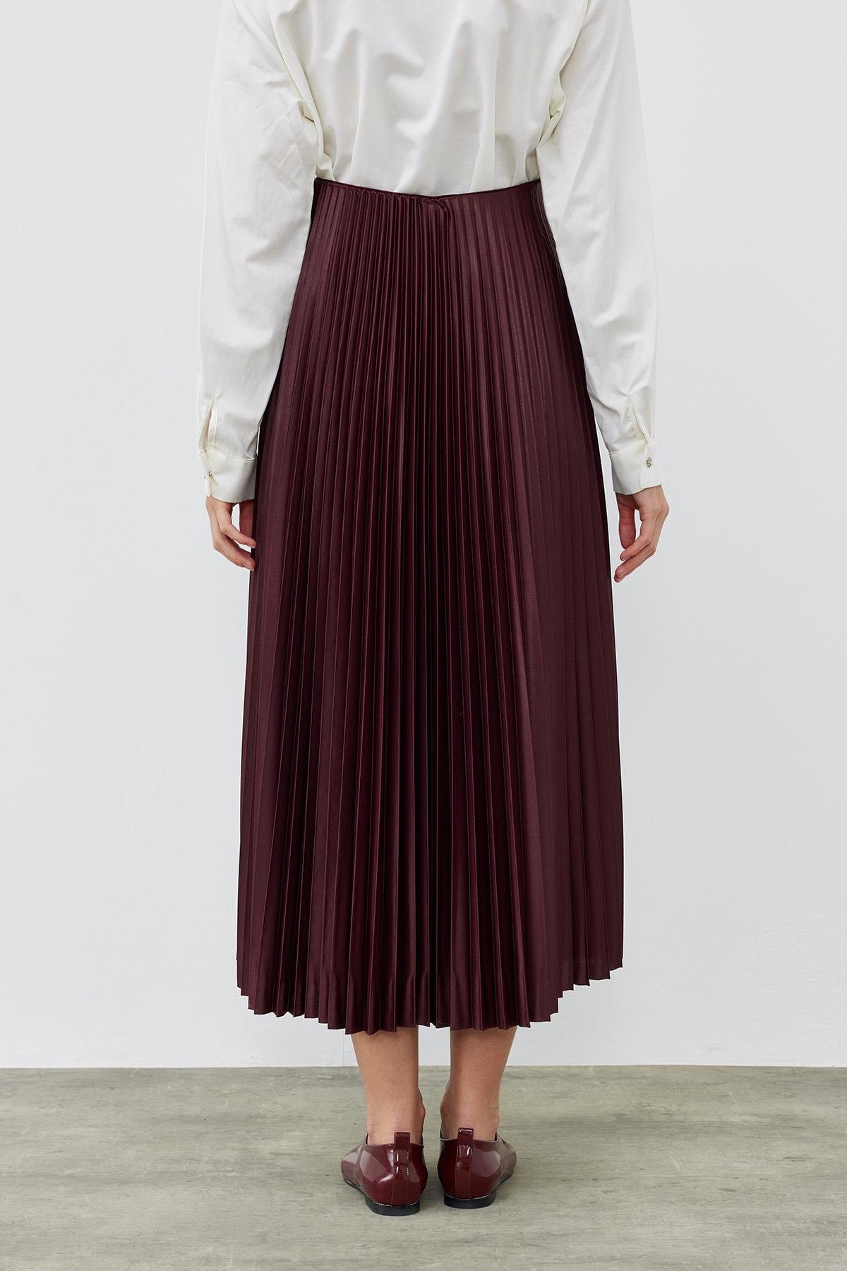 SINDY PİLİSELİ ETEK - BORDO 