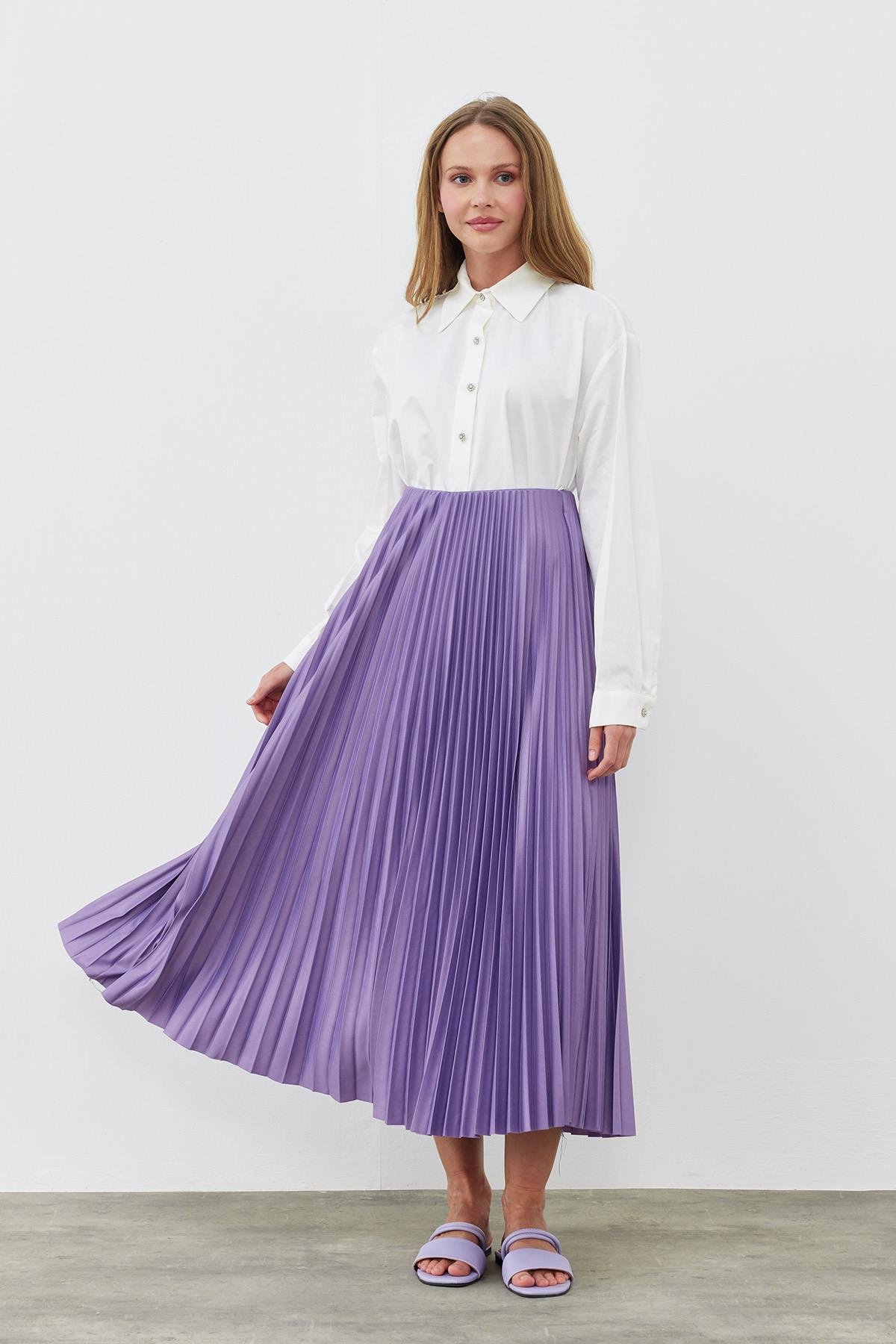 SINDY PİLİSELİ ETEK - LİLA