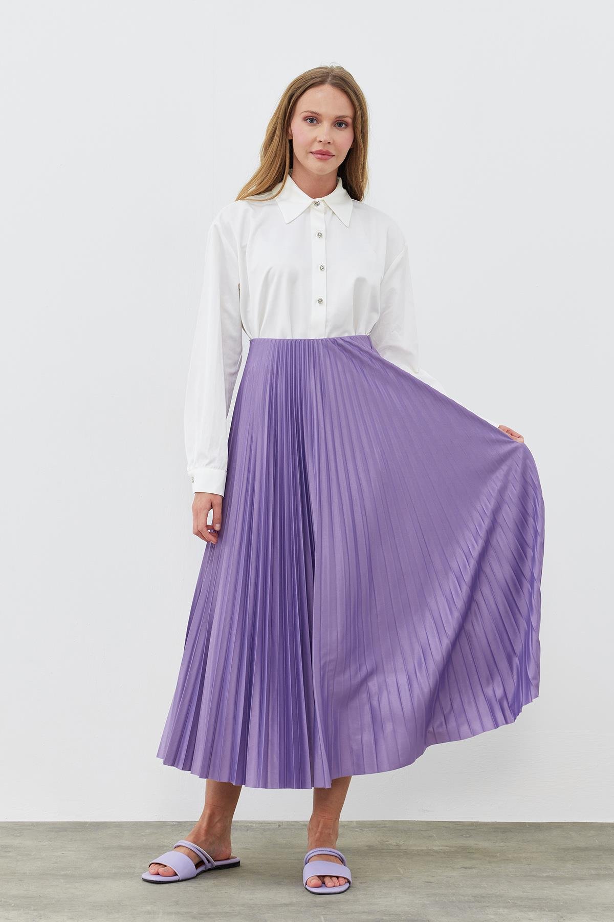 SINDY PİLİSELİ ETEK - LİLA