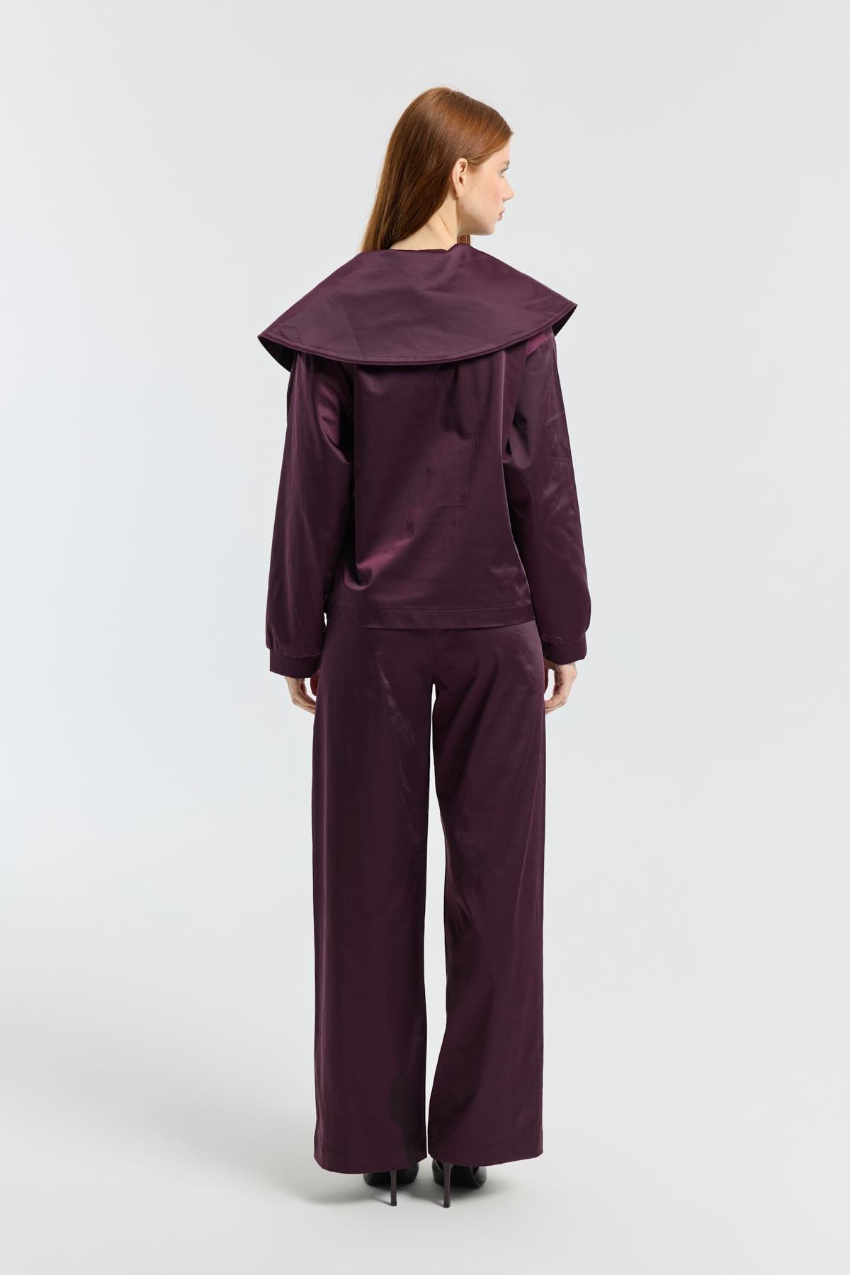 Sunday Denizci Yaka Saten Takım - Mürdüm