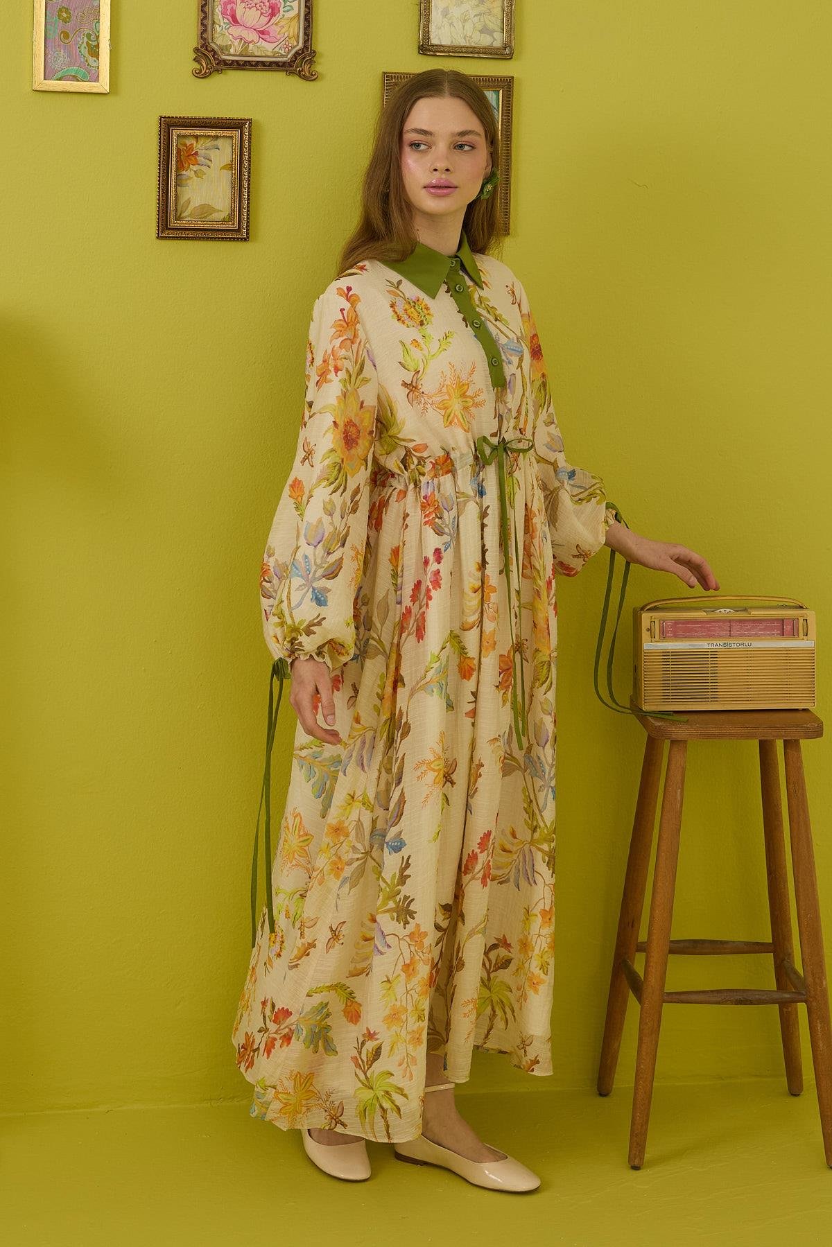 Sunset Vual Baskılı Pamuk Elbise