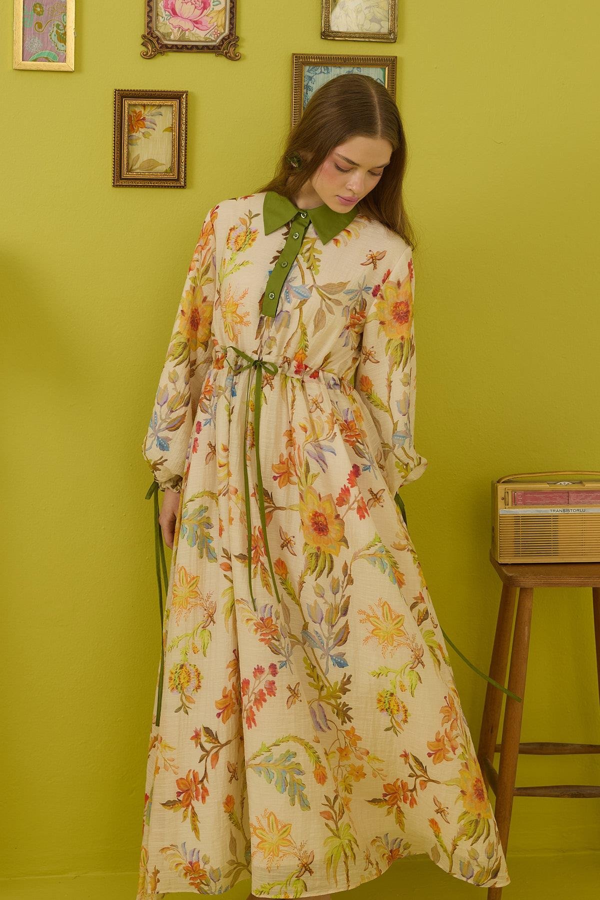 Sunset Vual Baskılı Pamuk Elbise