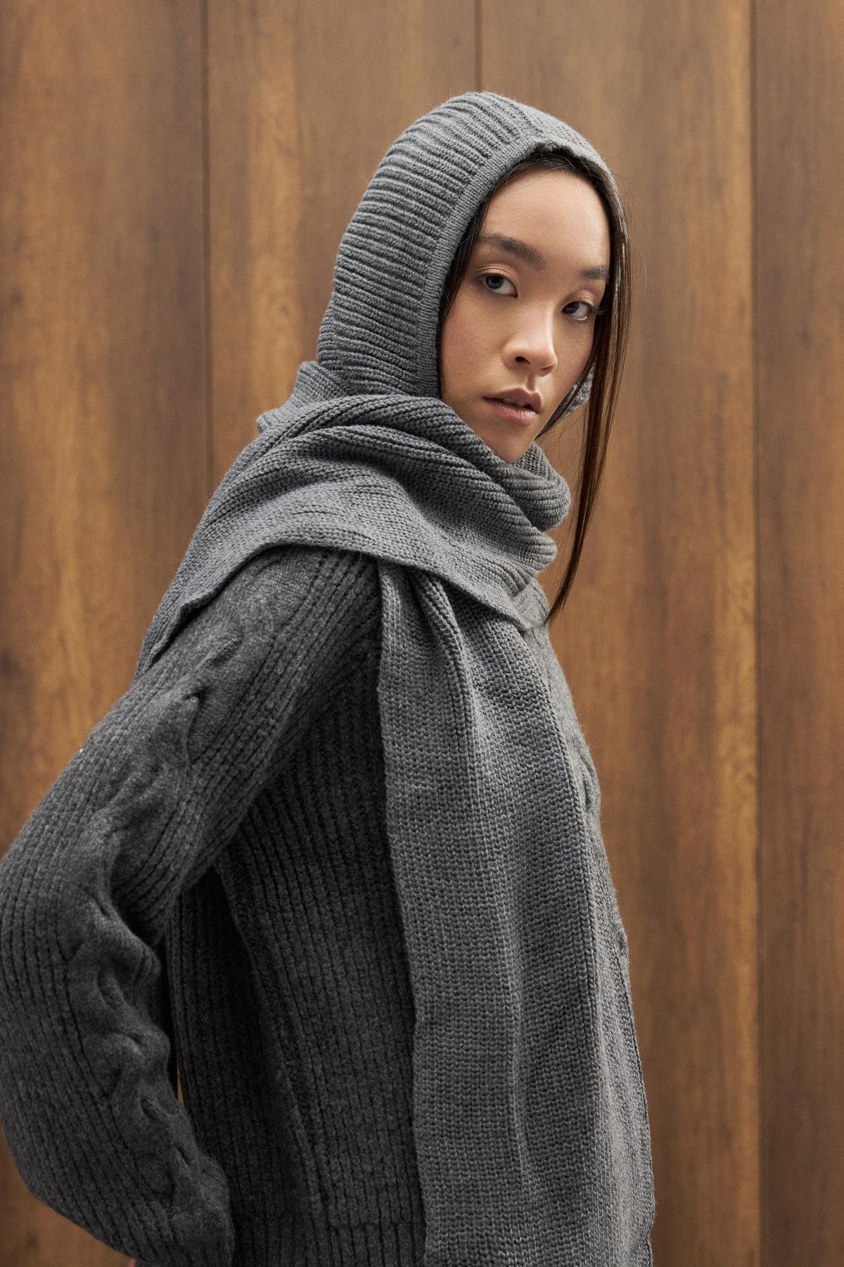 Triko Atkılı Bere - Antrasit 