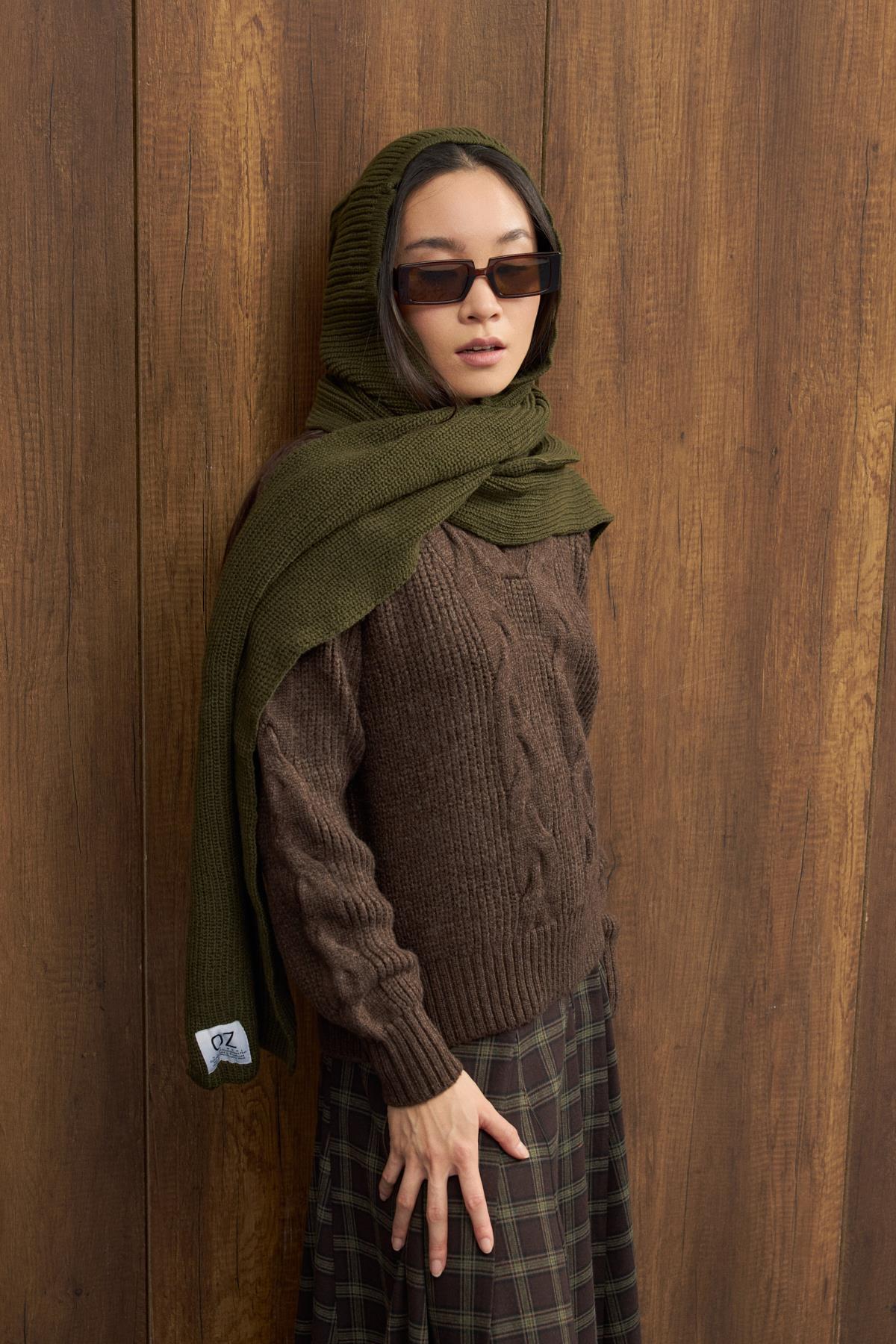 Triko Atkılı Bere - Haki