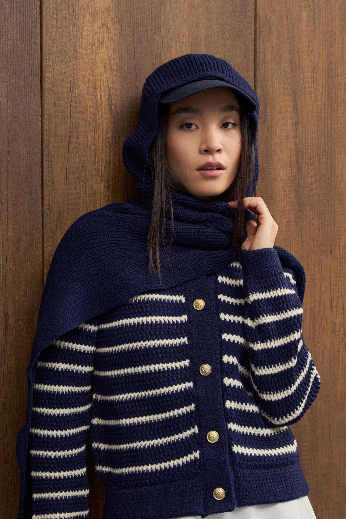 Triko Atkılı Bere - Lacivert