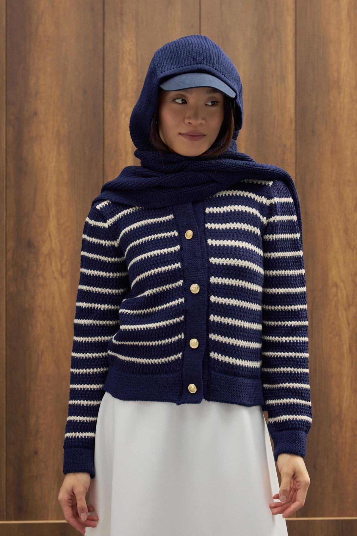 Triko Atkılı Bere - Lacivert