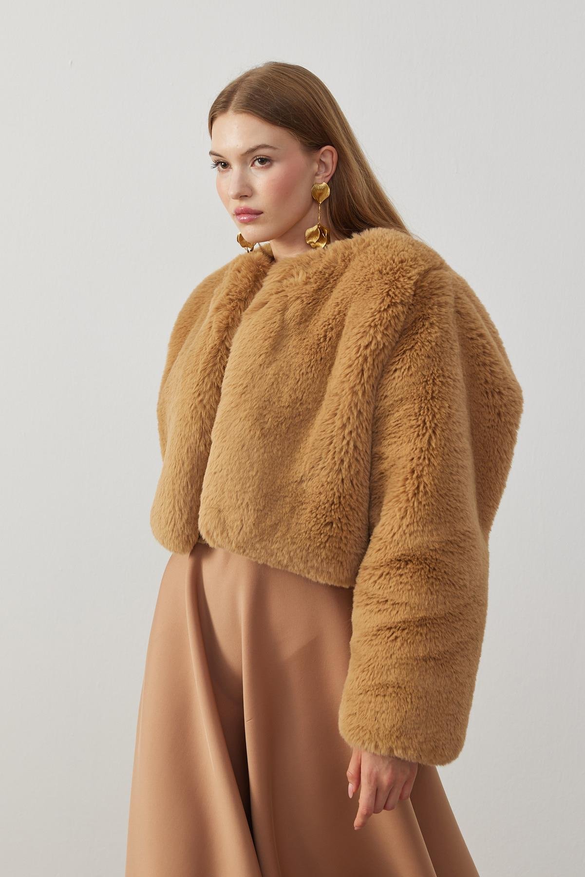 Valencia Peluş Kürk Ceket - Camel