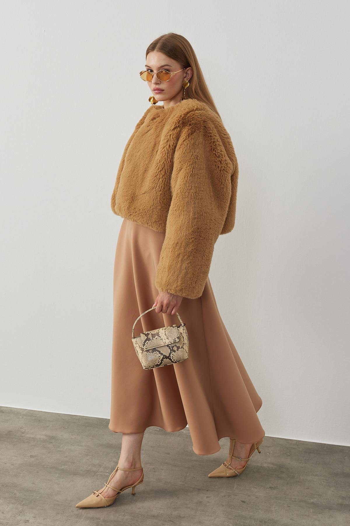 Valencia Peluş Kürk Ceket - Camel