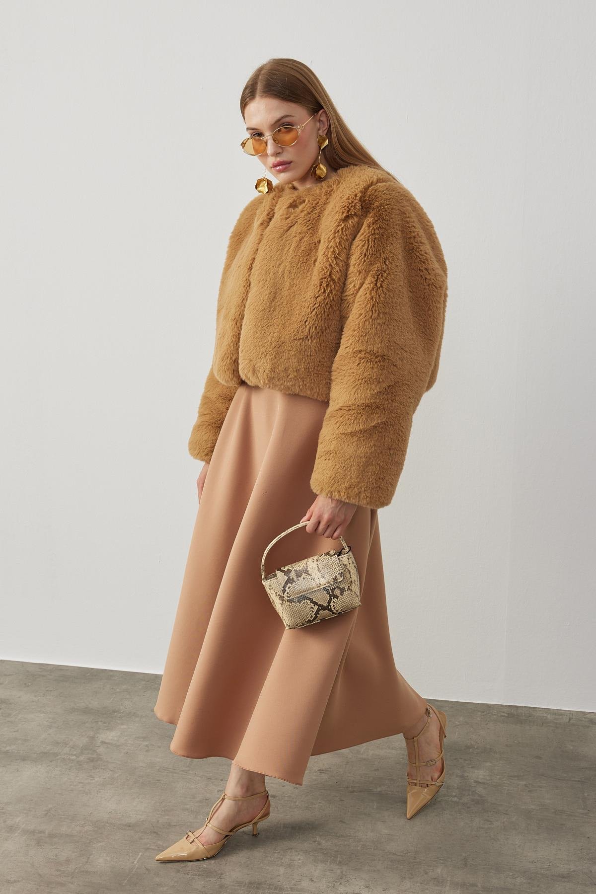 Valencia Peluş Kürk Ceket - Camel