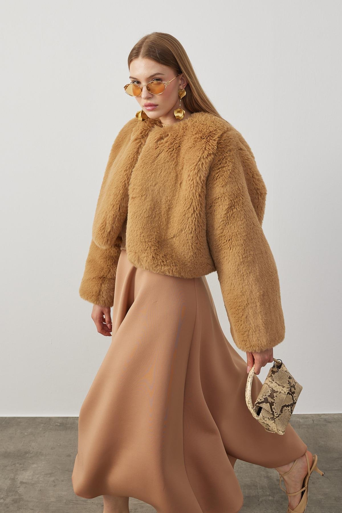 Valencia Peluş Kürk Ceket - Camel
