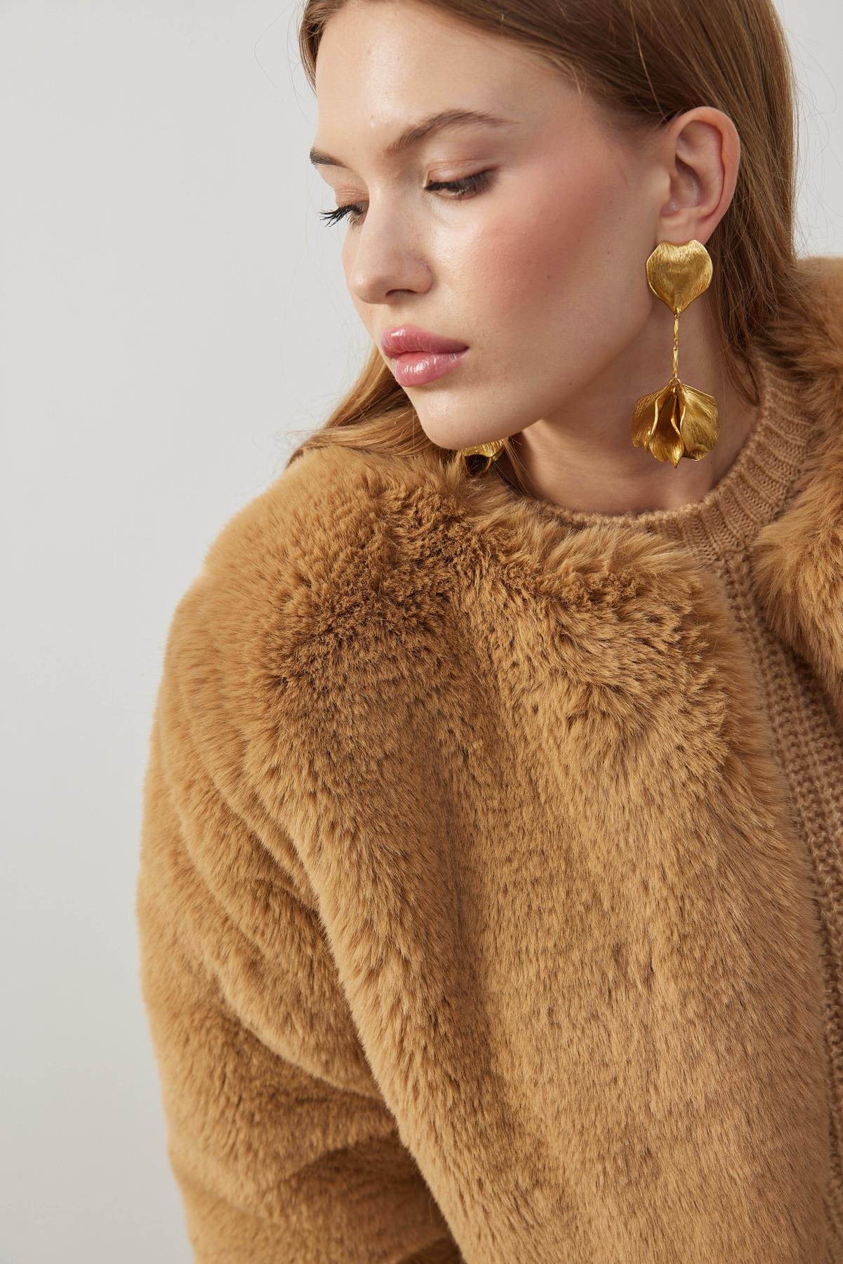 Valencia Peluş Kürk Ceket - Camel