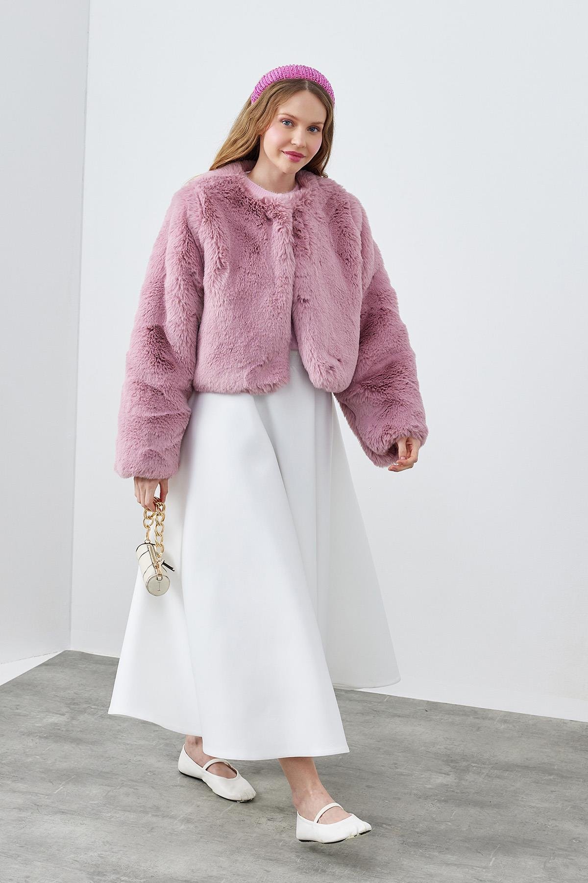 VALENCİA PELUŞ KÜRK CEKET - PEMBE
