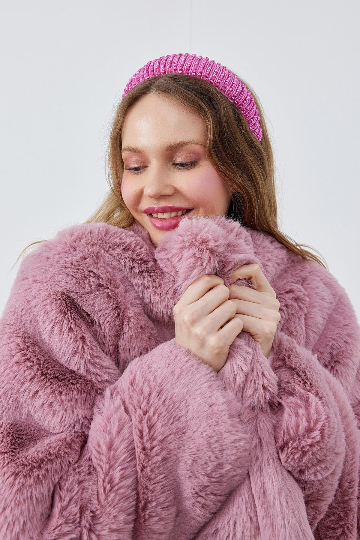 VALENCİA PELUŞ KÜRK CEKET - PEMBE