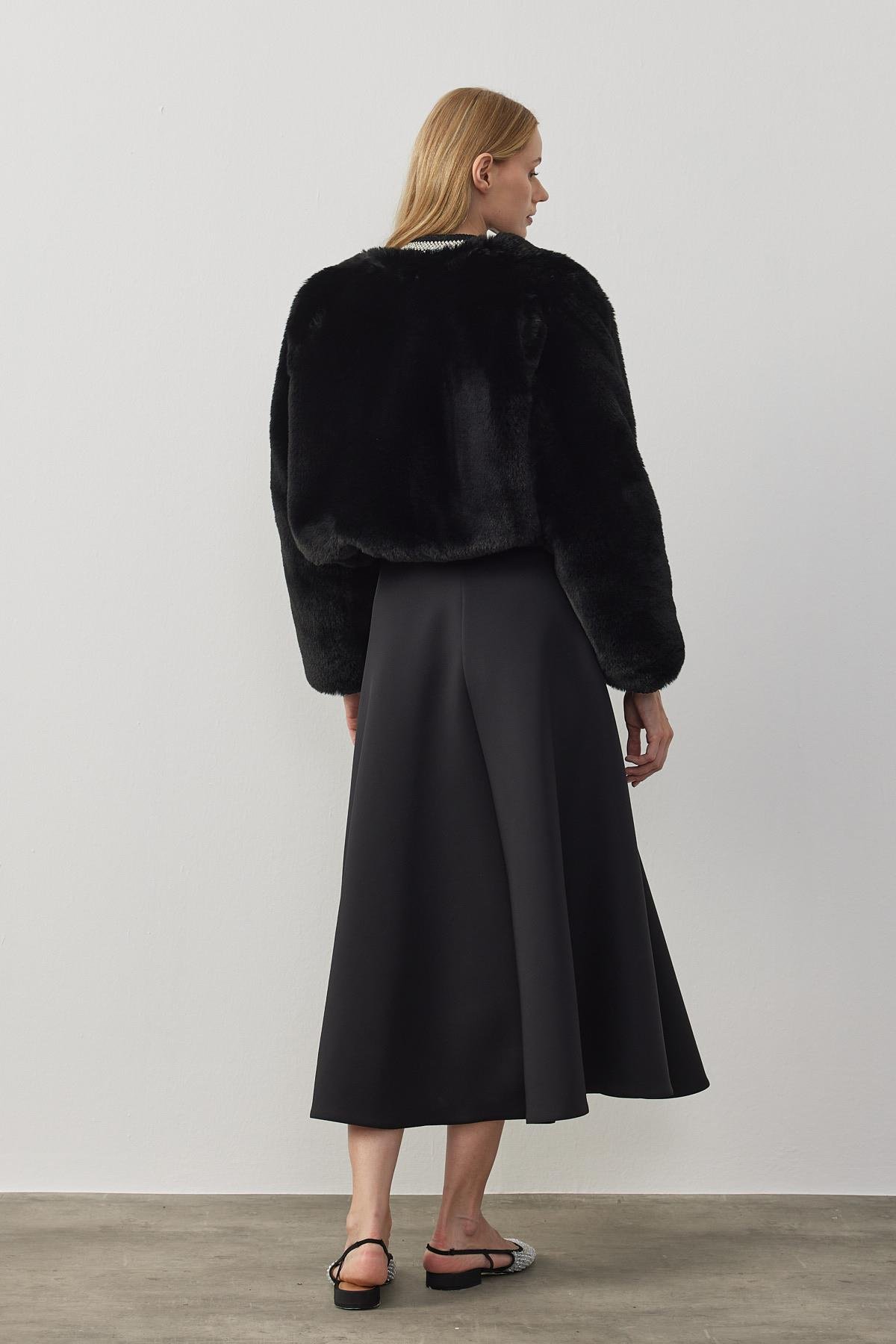 Valencia Peluş Kürk Ceket - Siyah