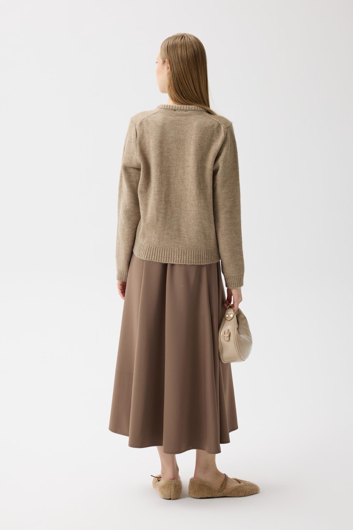 Vera Çiçek Motifli Hırka - Vizon 