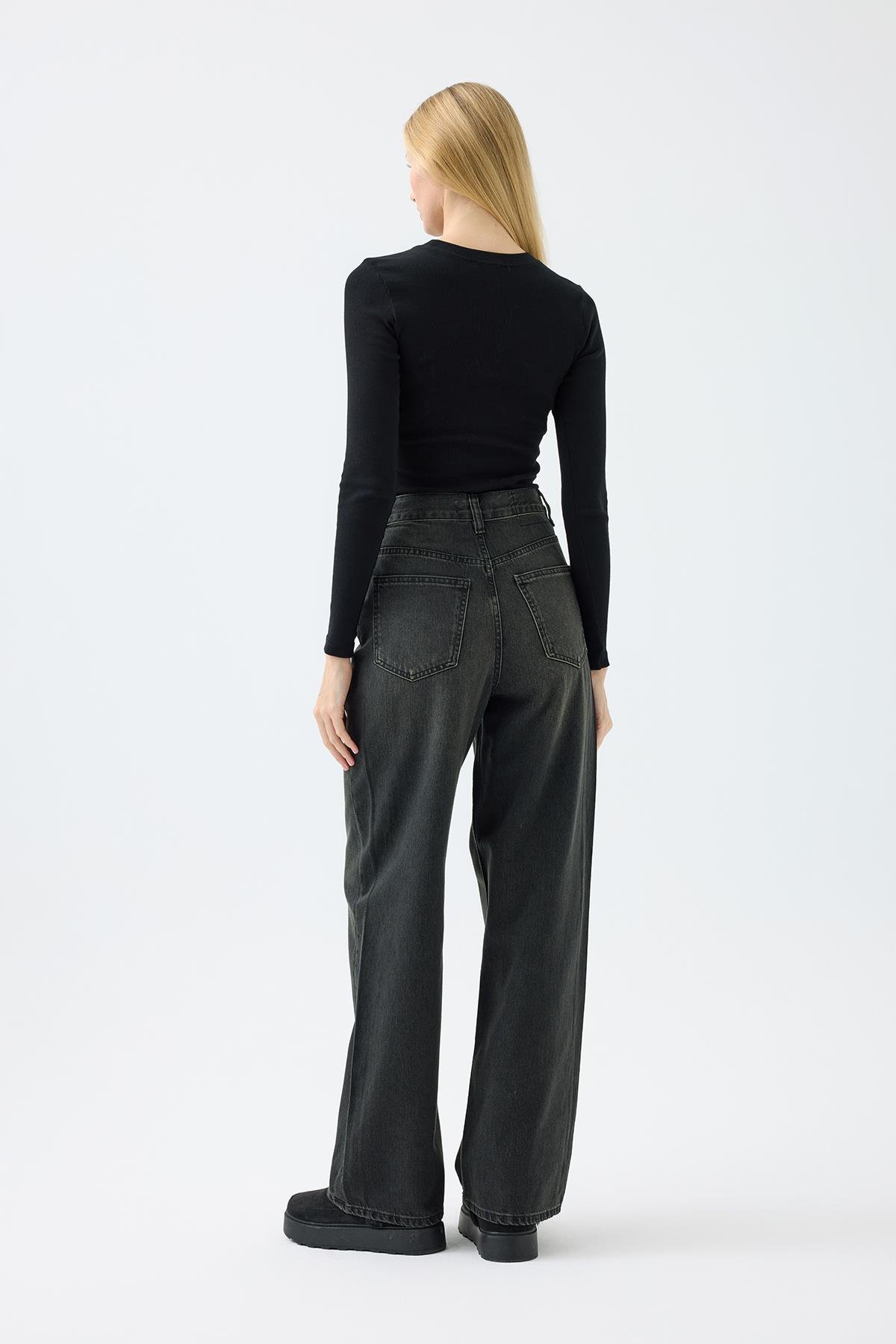 Vivian Straight Denim Pantolon - Siyah 