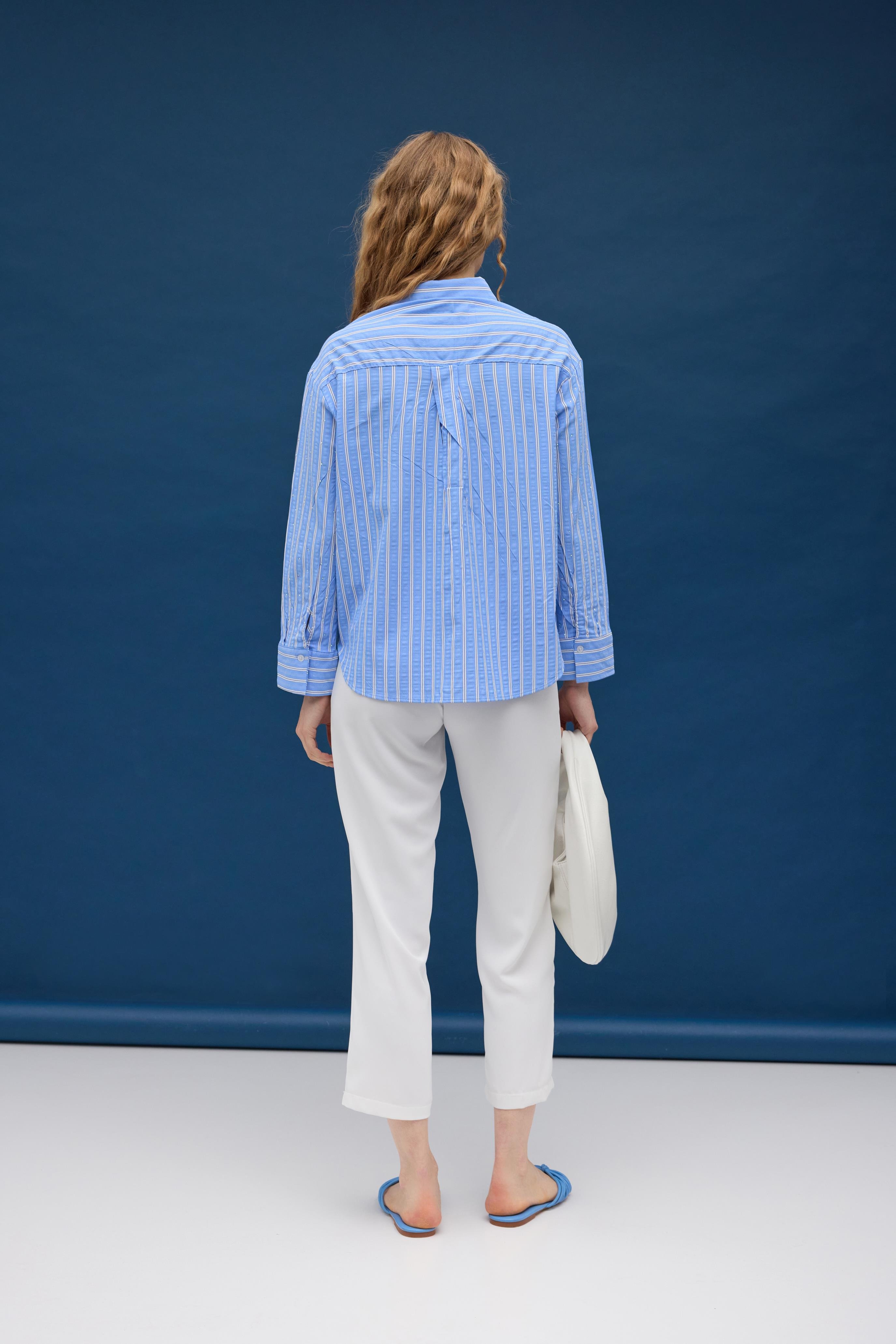 Viyana Paraşüt Pul İşlemeli Gömlek - Mavi