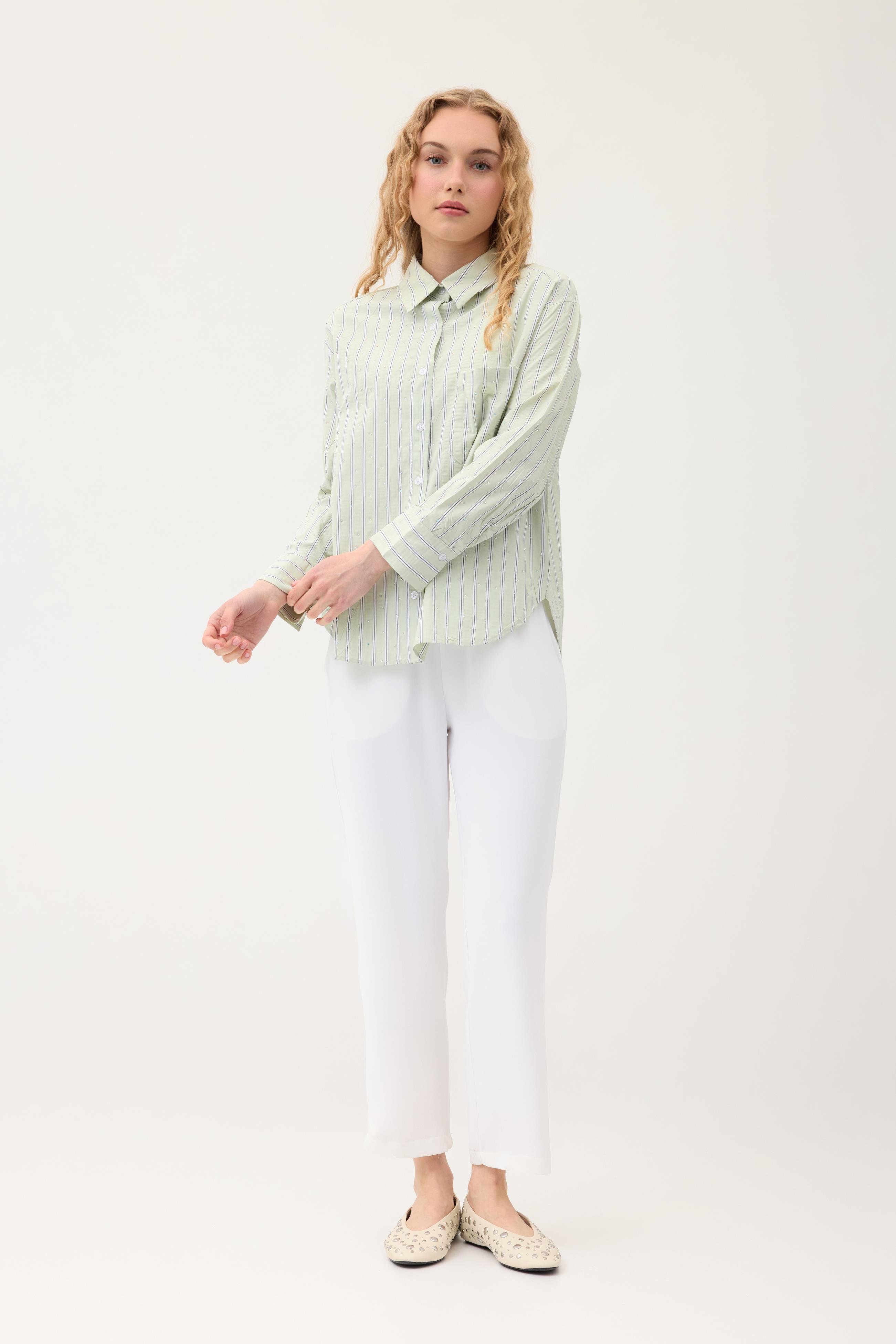 Viyana Paraşüt  Pul İşlemeli Gömlek - Yeşil