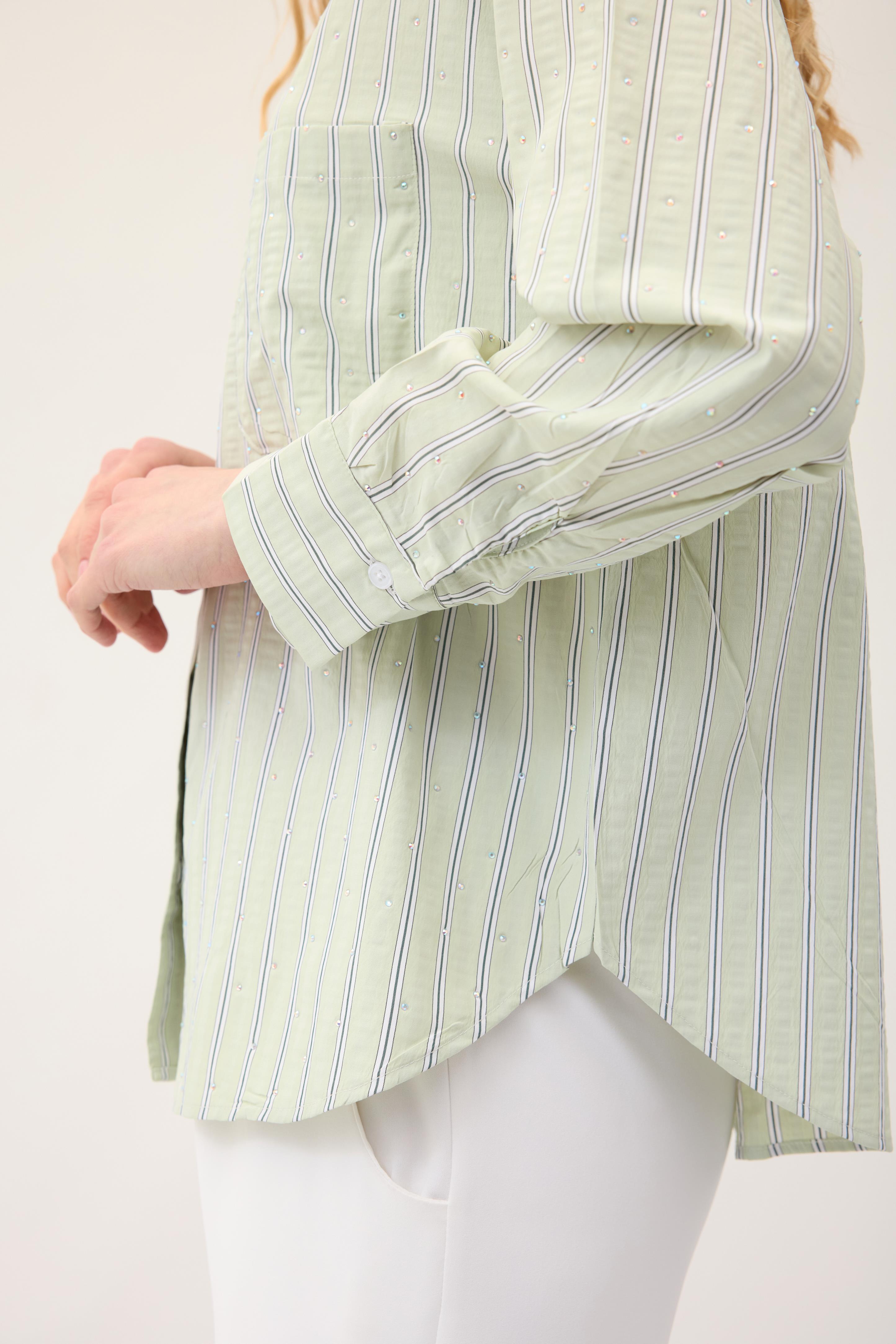 Viyana Paraşüt  Pul İşlemeli Gömlek - Yeşil