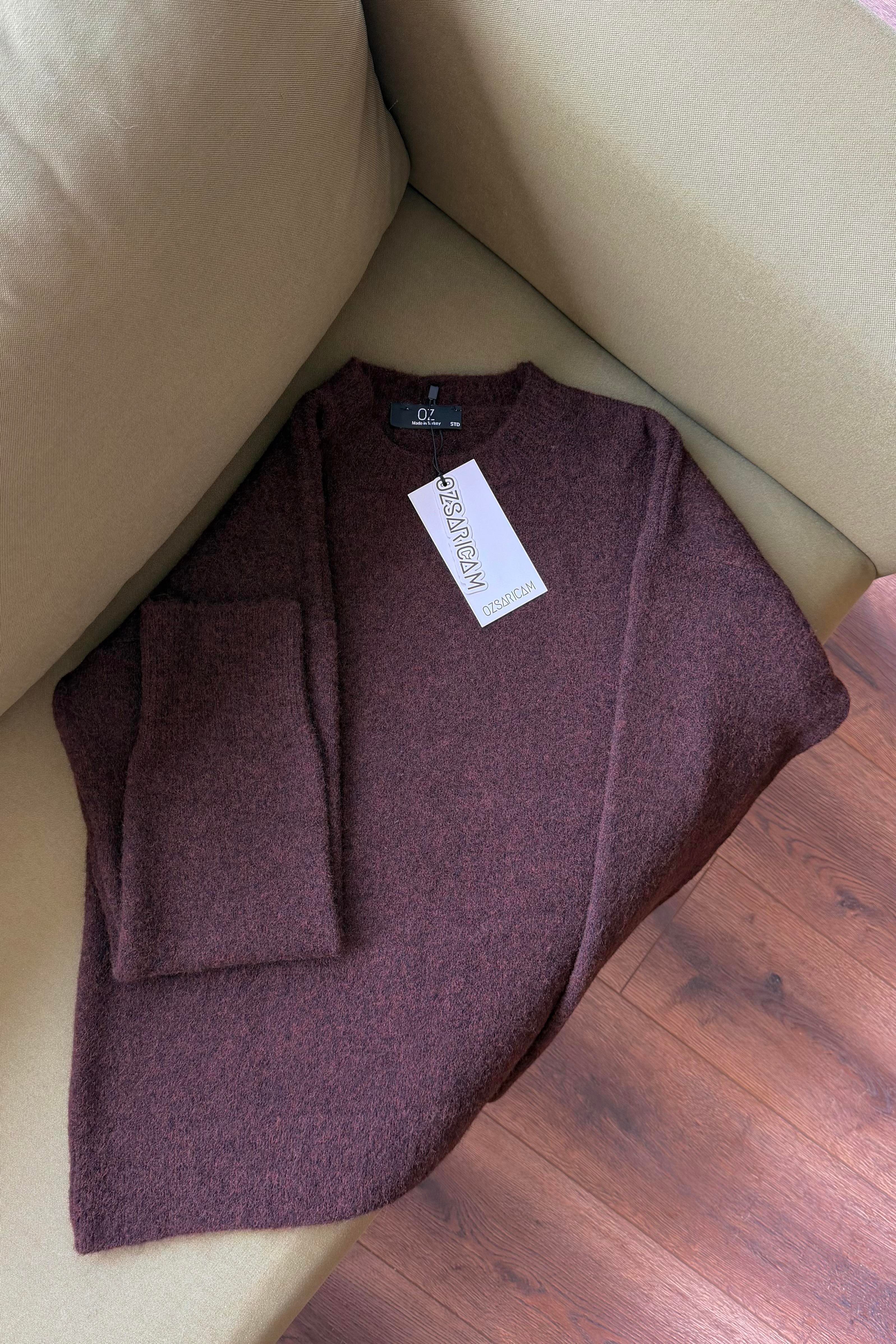 Winnie Basic Peluş Kazak - Acı kahve