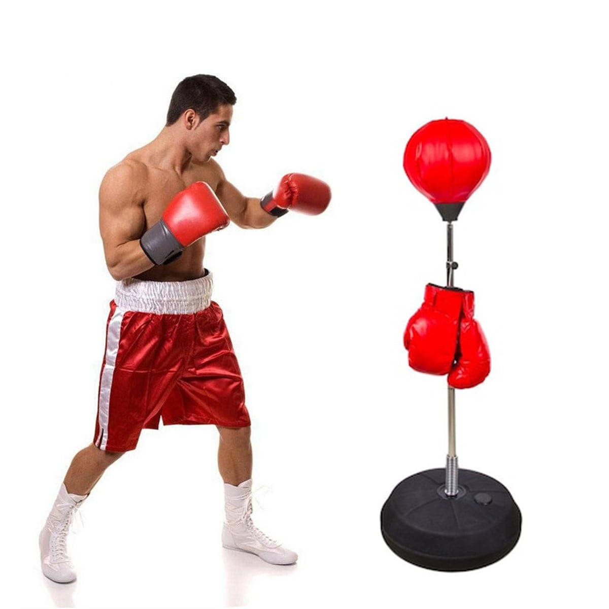 Ayaklı Boks Vurma Standı Punchingball Standı Eldivenli Yüksekliği Ayarlanabilir Hız Topu