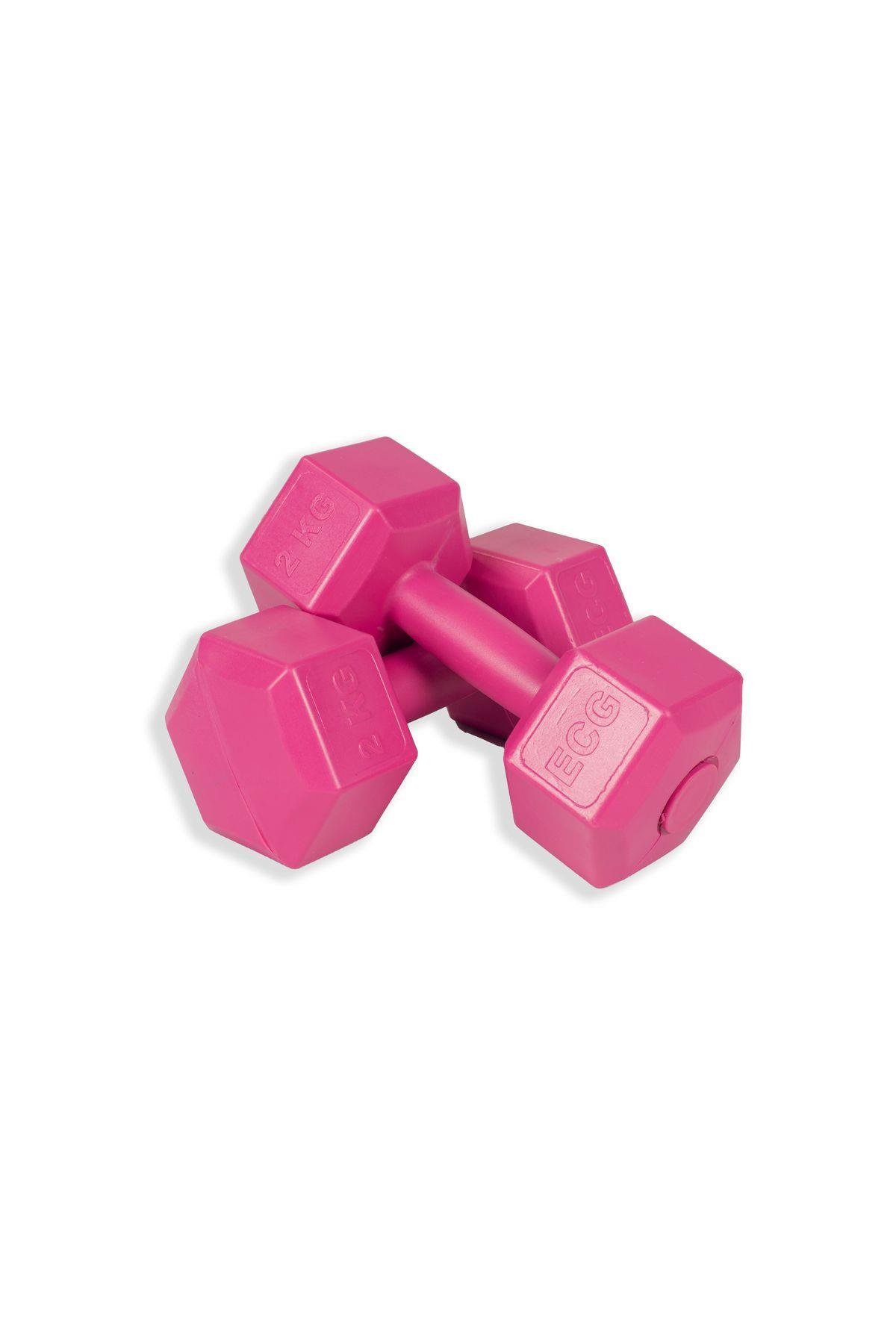 ECG 2 Kg X 2 Adet 4 Kg Altıgen Dambıl Seti 4 Kg Dumbell Set (Fuşya)