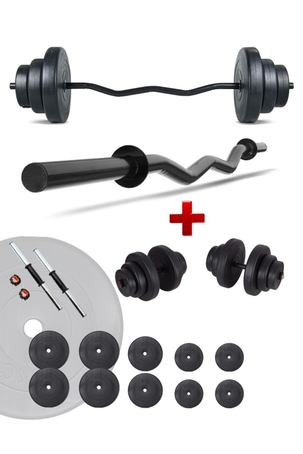 Ecgspor 105 KG Z BAR Halter Seti ve Dambıl Seti Ağırlık Fitness Seti