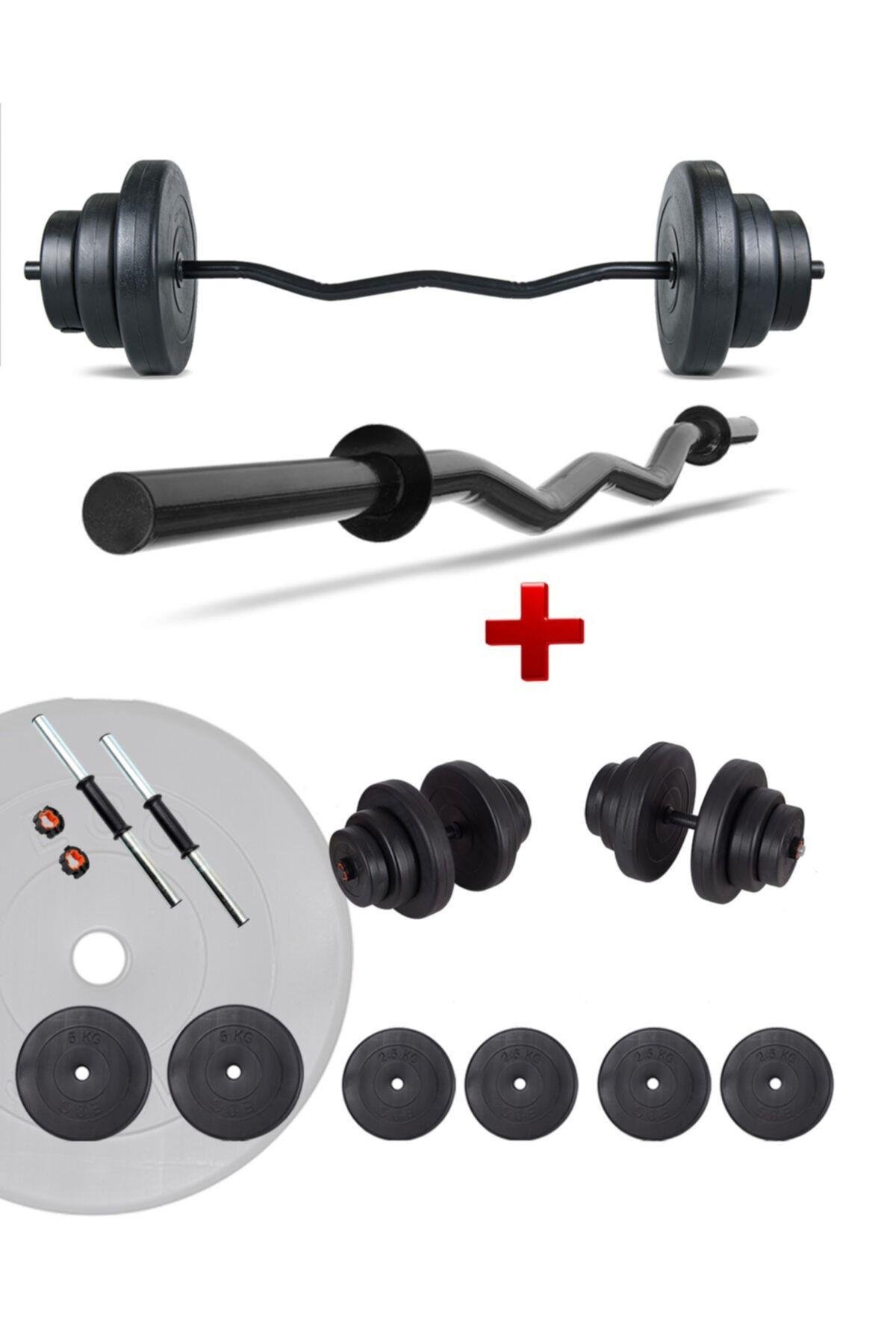 Ecgspor 105 KG Z BAR Halter Seti ve Dambıl Seti Ağırlık Fitness Seti