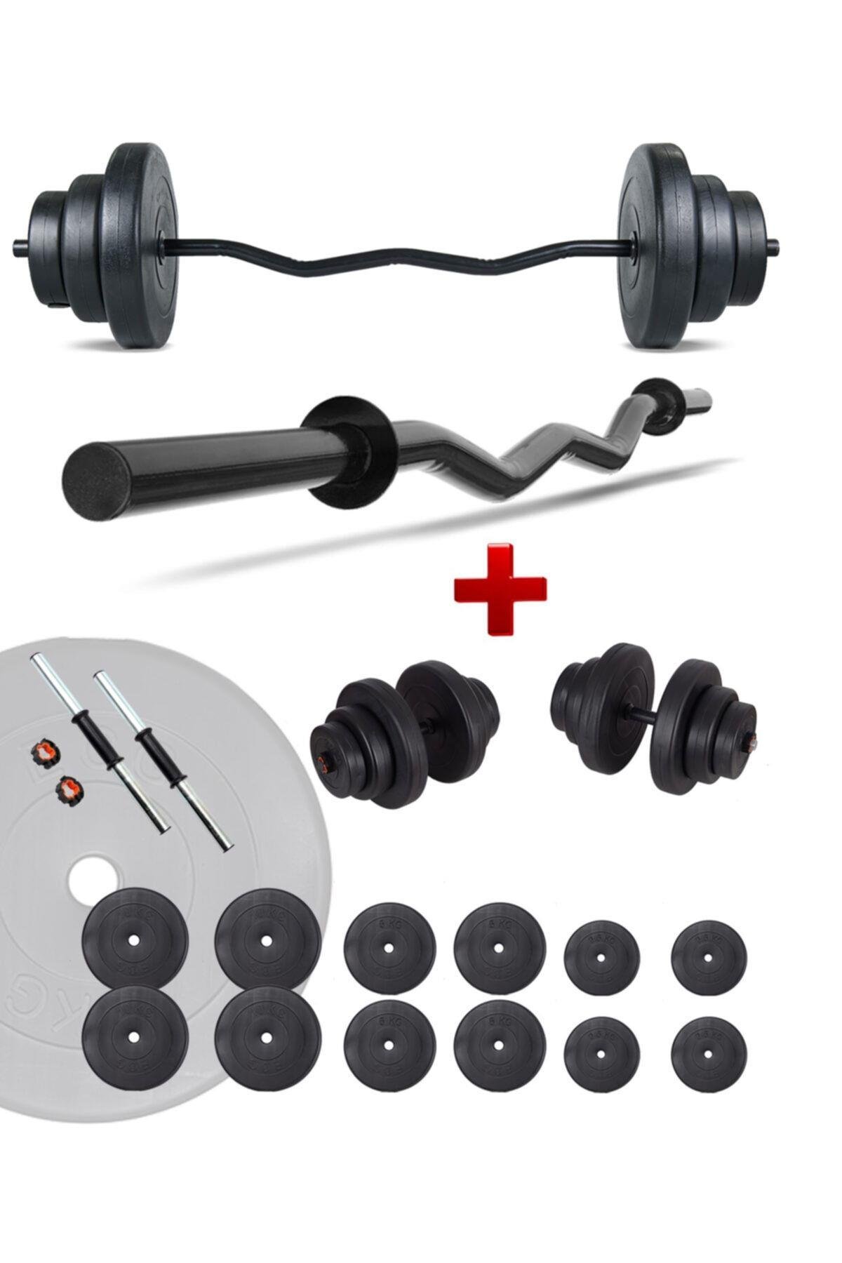 Ecgspor 105 KG Z BAR Halter Seti ve Dambıl Seti Ağırlık Fitness Seti