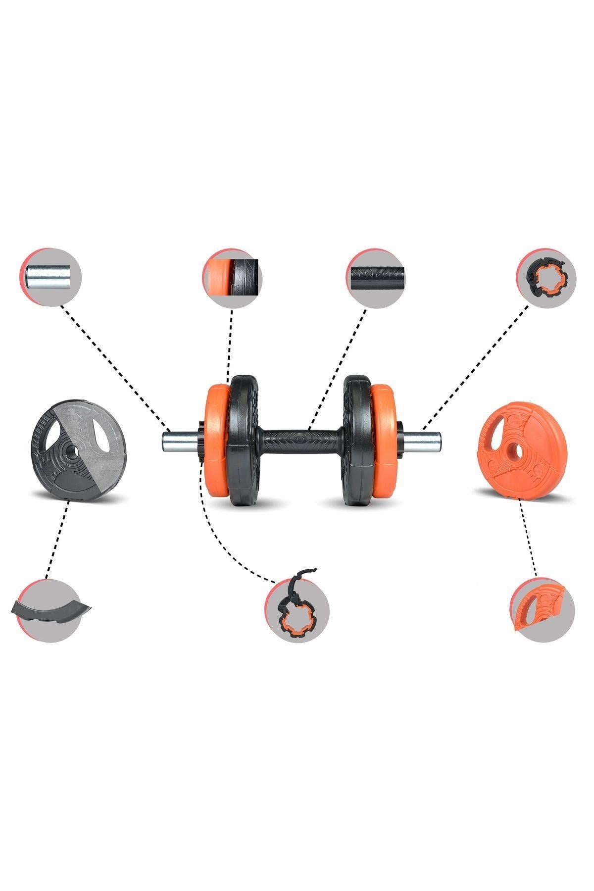 Ecgspor 12 kg Grip Plate Dumbbell Set -10 kg plate+2x1 kg dambıl seti