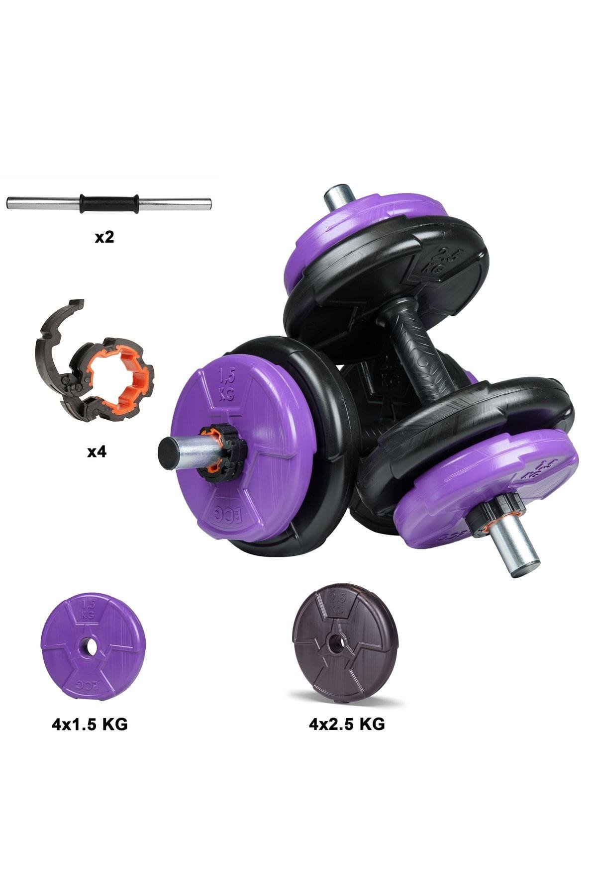 Ecgspor 16 Kg Dambıl Seti Mor-Siyah 6 In 1 Fitness Set
