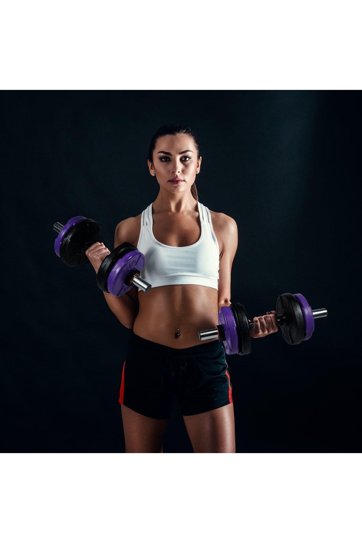Ecgspor 16 Kg Dambıl Seti Mor-Siyah 6 In 1 Fitness Set