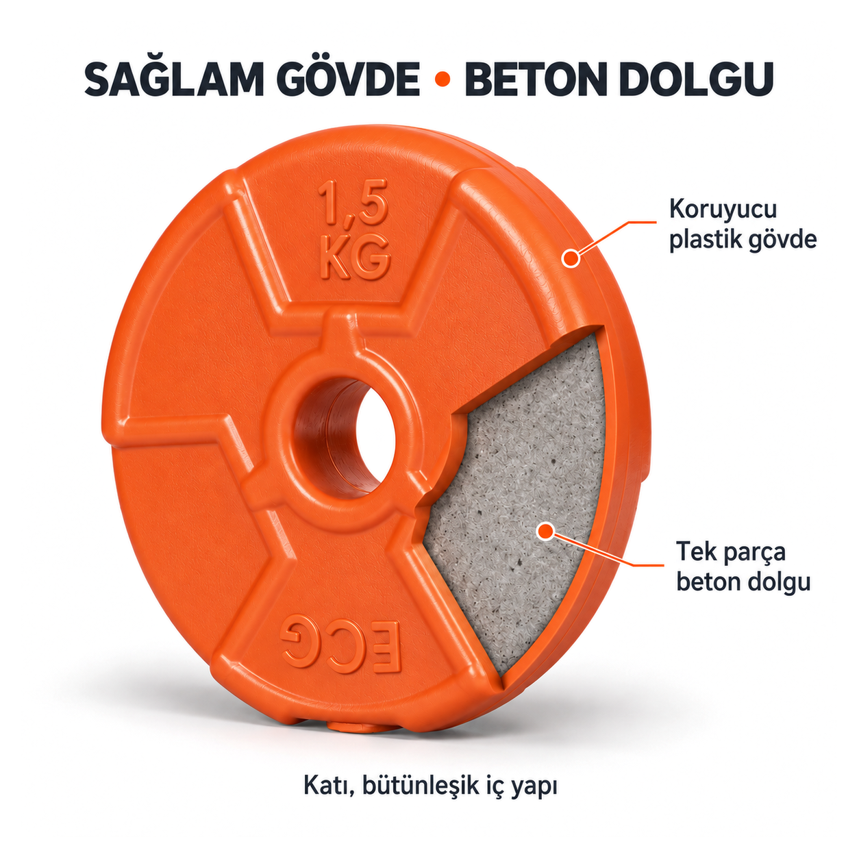 Ecgspor 17 KG Multifonksiyonel Turuncu Siyah Halter Seti ve Dambıl Seti