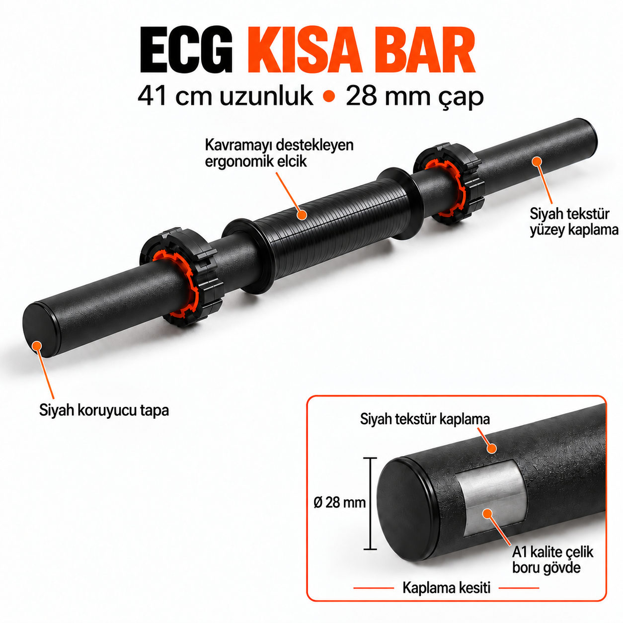 Ecgspor 2 Adet 41 cm Dambıl Barı+ 4 Adet Özel Sıkıştırma Aparatı
