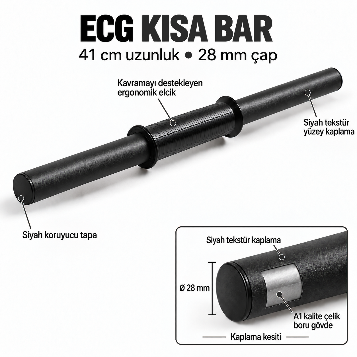 Ecgspor 2 Adet 41 cm Dambıl Barı+ 4 Adet Çelik Sıkıştırma Yayı