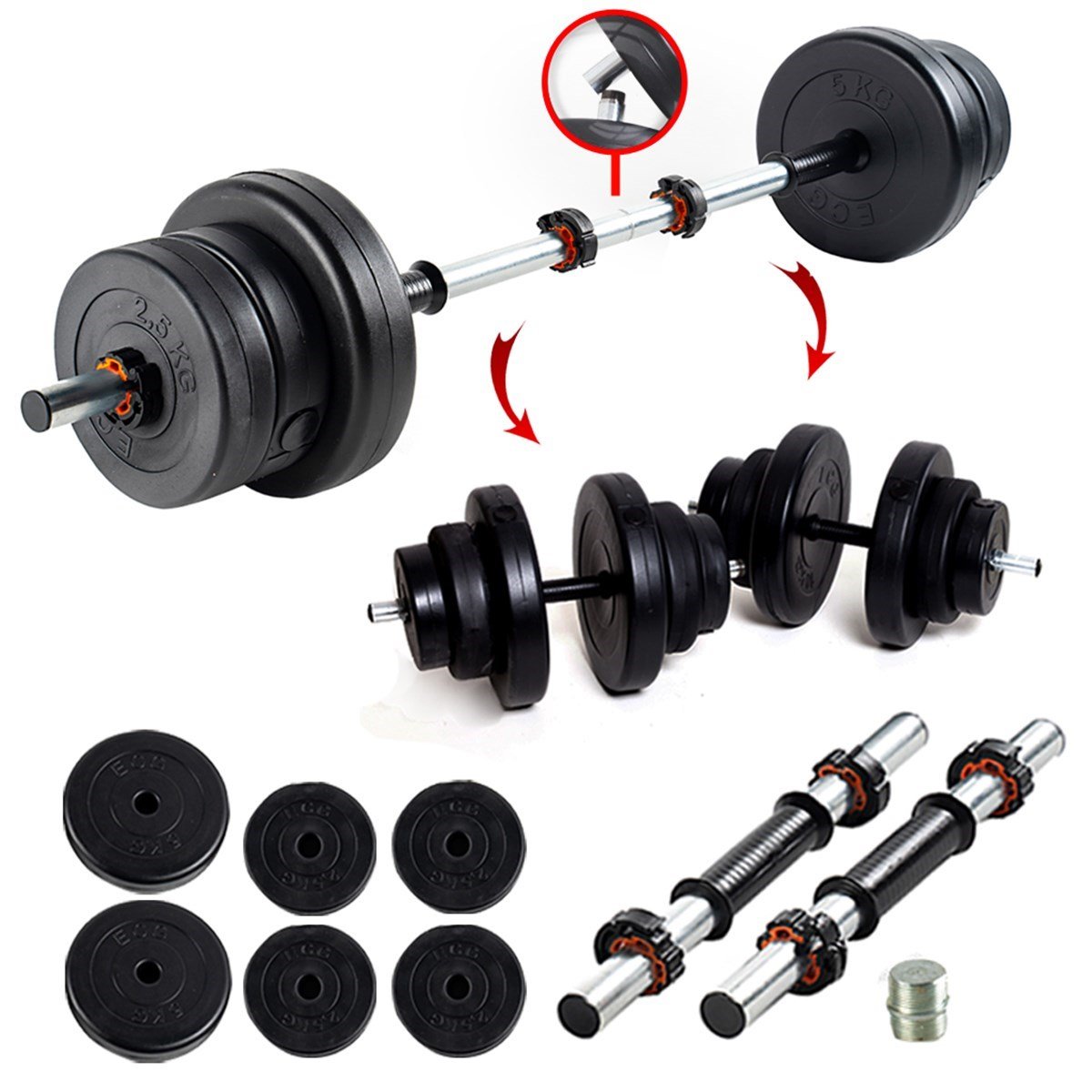 Ecgspor 22 KG Multifonksiyonel Halter Seti ve Dambıl Seti & Boks Torbası / Kum Torbası