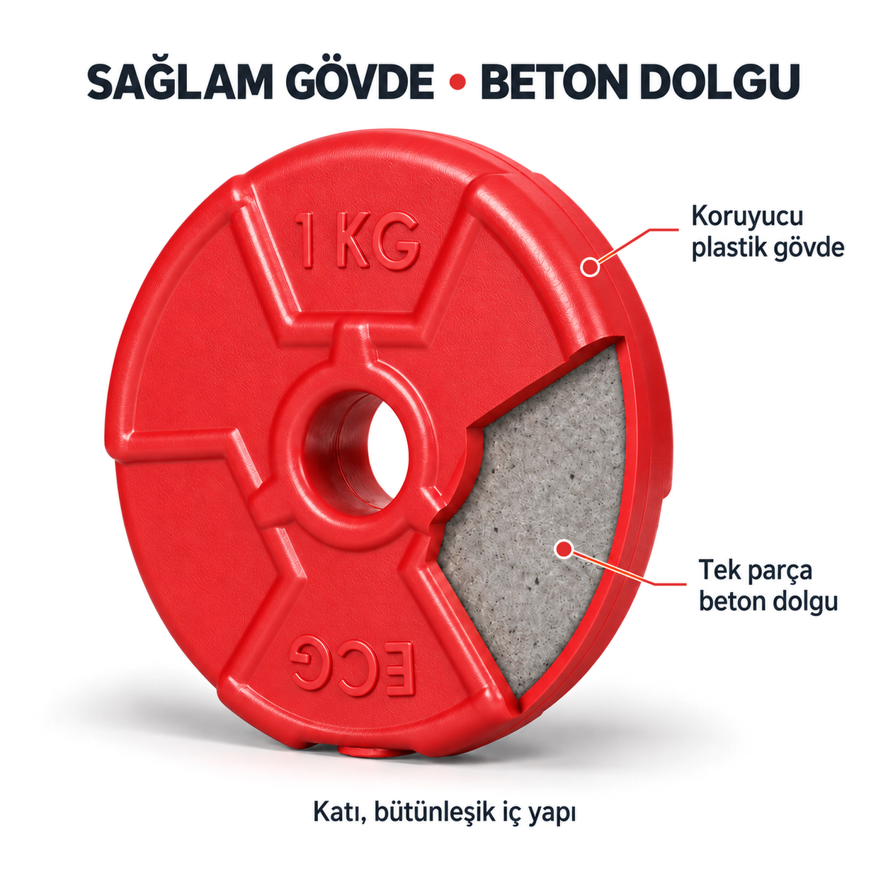 Ecgspor 22 KG Multifonksiyonel Kırmızı Siyah Halter Seti ve Dambıl Seti