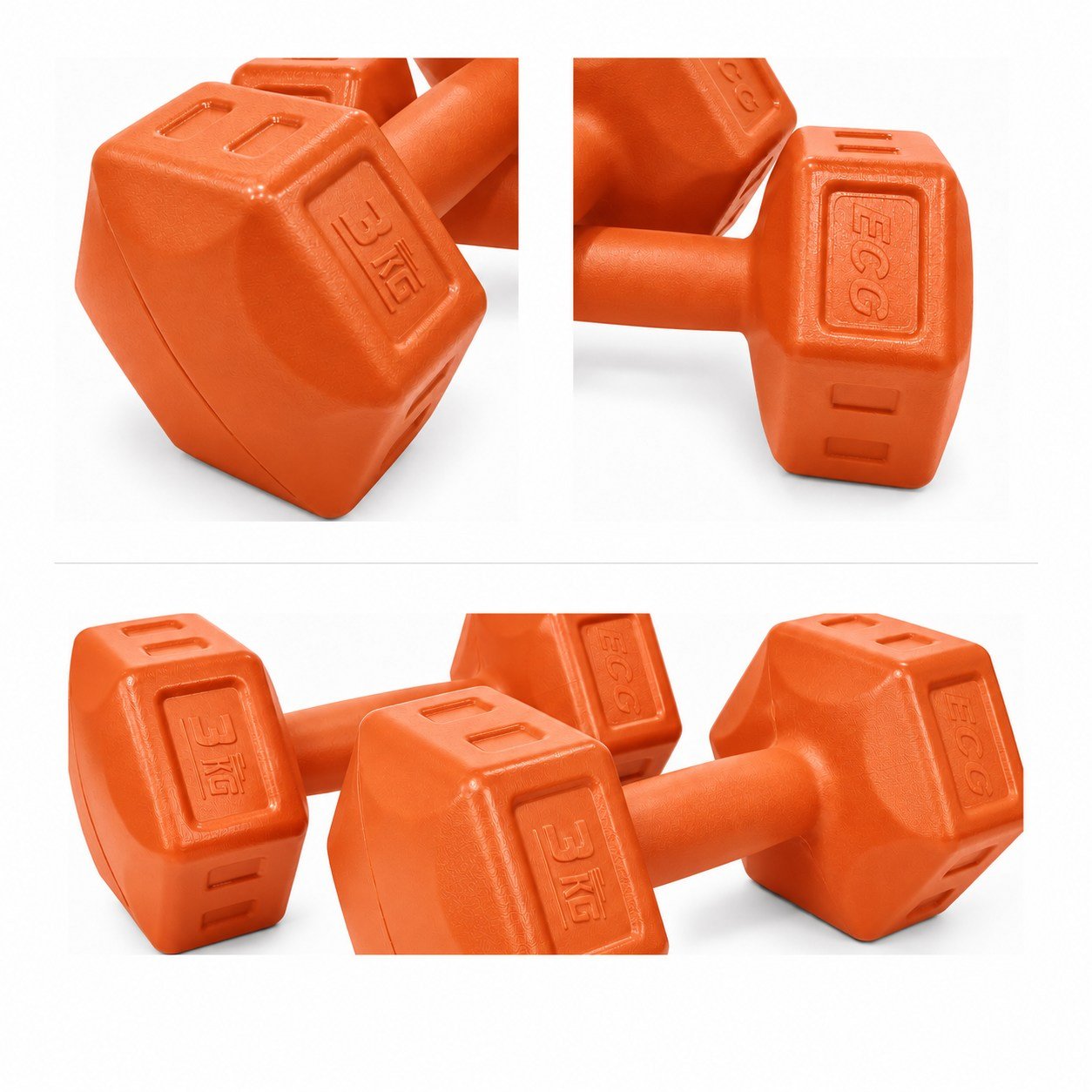 Ecgspor 3 Kg Turuncu Dambıl Seti 3 Kg x 2 Adet Toplam 6 Kg Ağırlık Seti