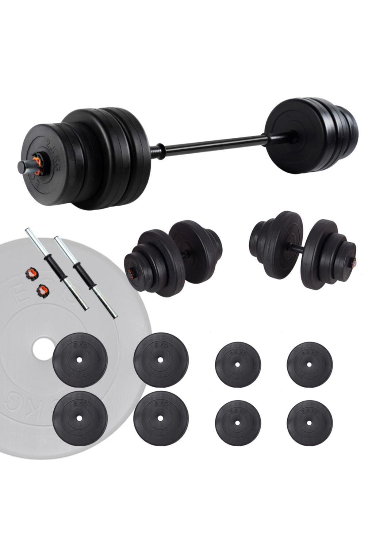 Ecgspor 35 KG Halter Seti ve Dambıl Seti Ağırlık Fitness Seti