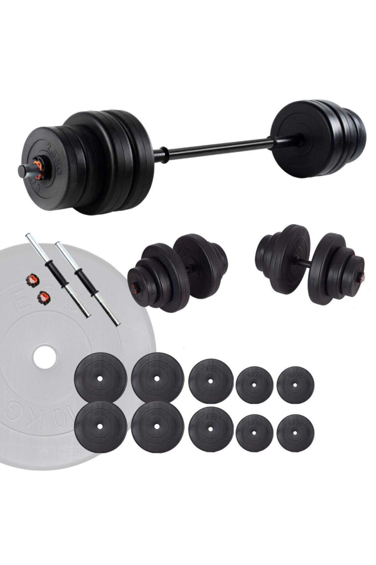 Ecgspor 35 KG Halter Seti ve Dambıl Seti Ağırlık Fitness Seti