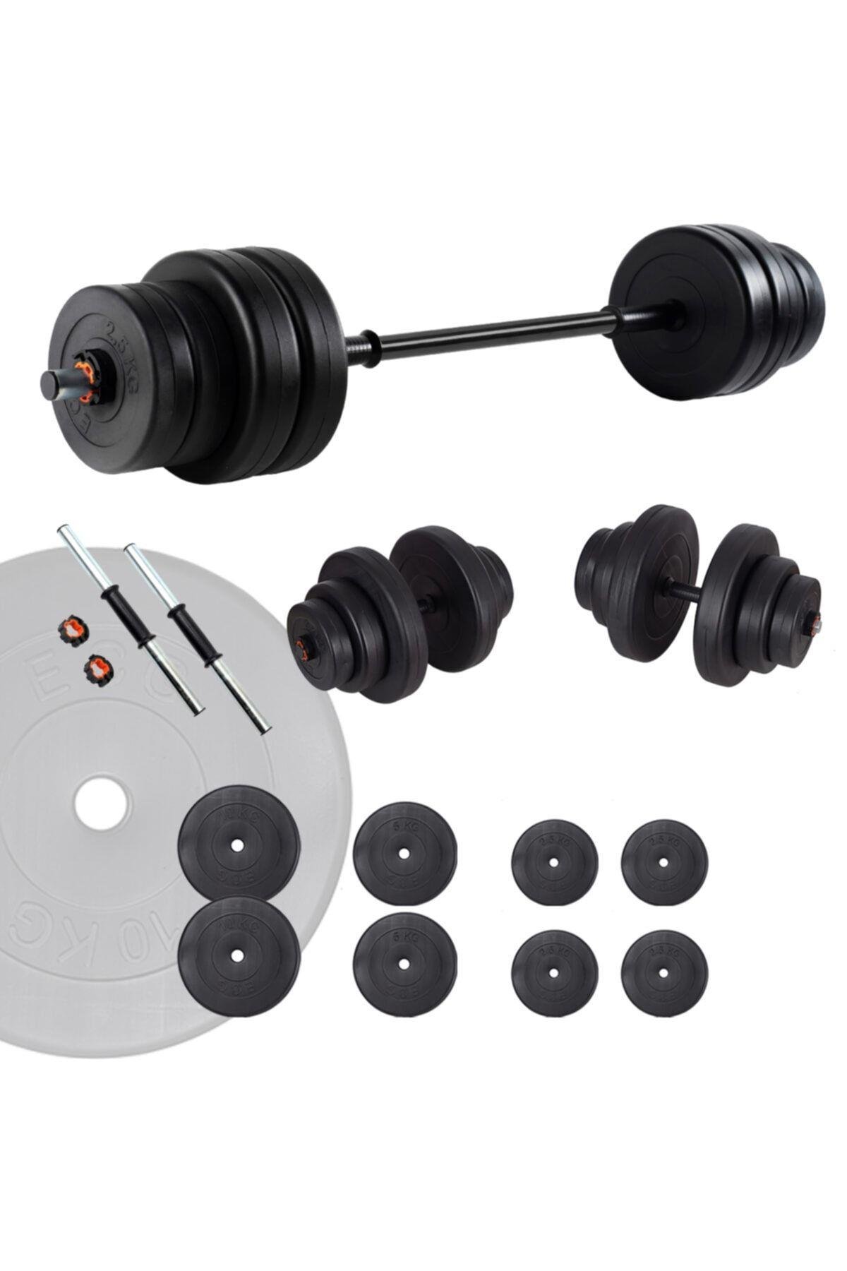 Ecgspor 45 KG Halter Seti ve Dambıl Seti Ağırlık Fitness Seti