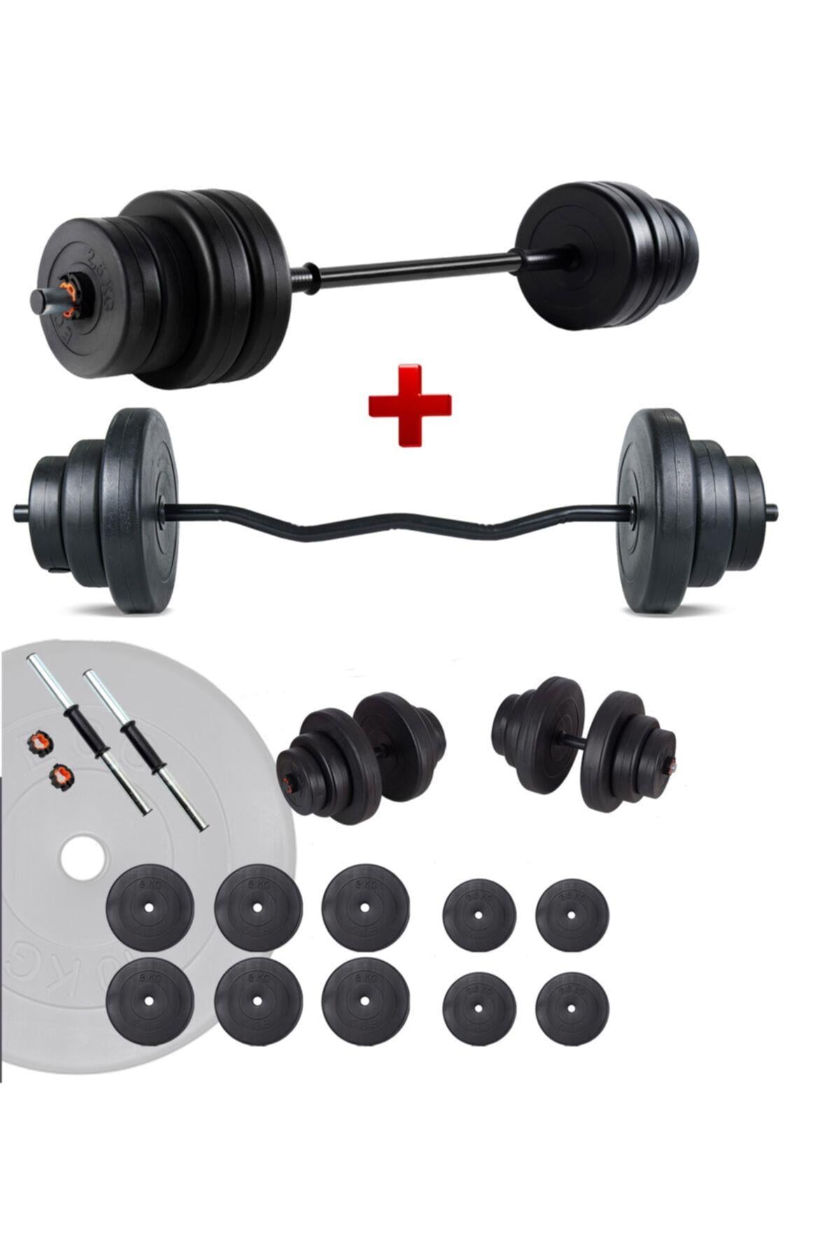 Ecgspor 48 Kg Z BAR Halter Seti ve Dambıl Seti Ağırlık Fitness Seti